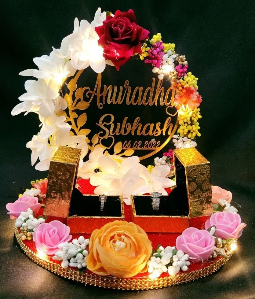 Unique Palette Personalized Engagement Wedding Ring Platter | Wedding Ring Platter | Marriage Décor | Engagement Tray (Rose Platter)