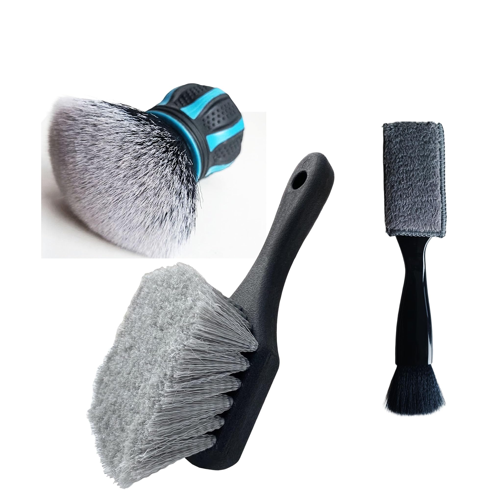 Professionelles Auto-Detail-Pinsel-Set – weiche Borsten, Leder-Armaturenbrettbürste, Dual-End-Entlüftungs- und Fugendüse, langer Griff, Reifenreinigungsbürste für Auto-Detailing, Autowasch-Set