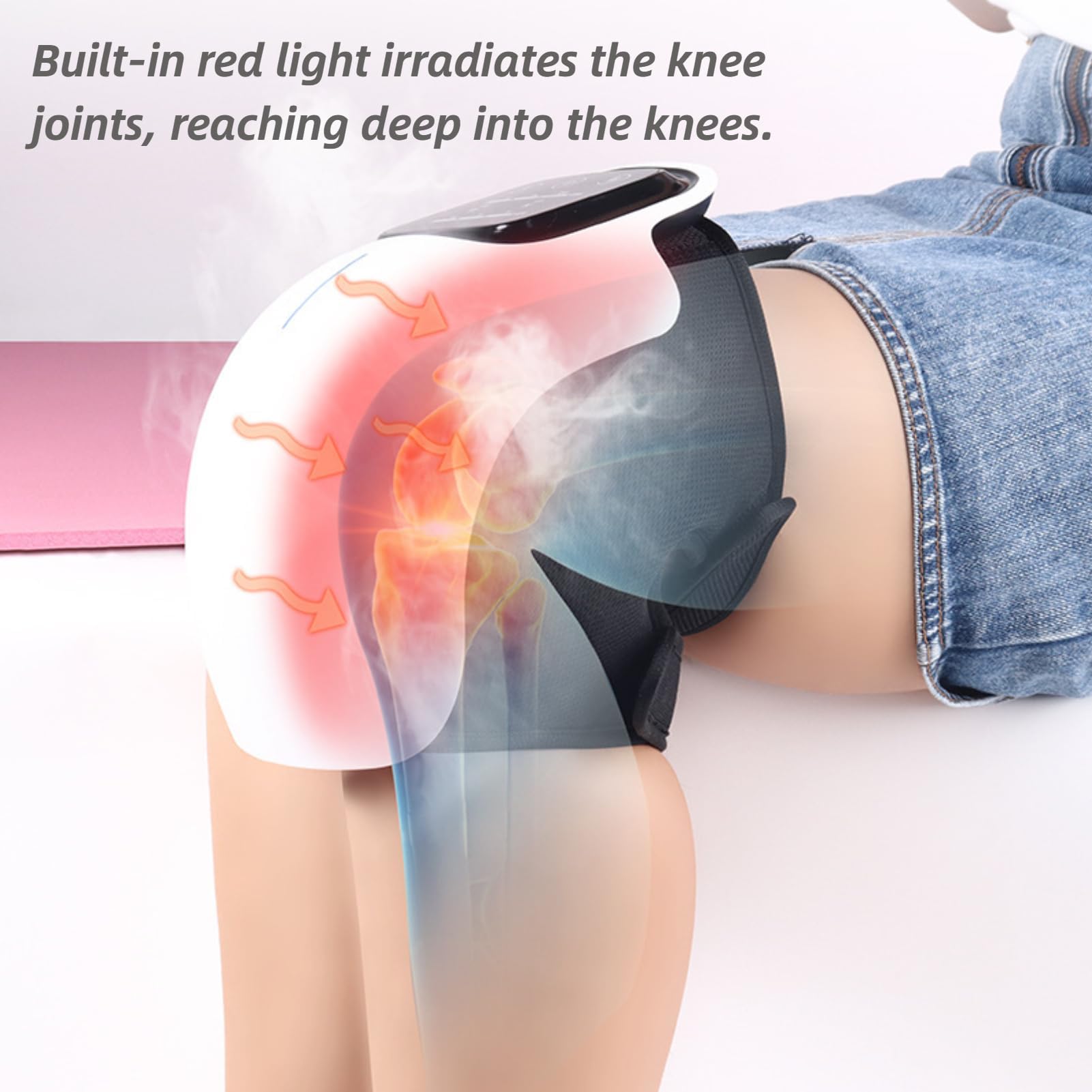 Masajeador de Rodilla con Calefacción Inalámbrica, Masajeador de Rodilla con Calor y Vibración, 3 Niveles de Calefacción, Pantalla LED Recargable (1 Articulo)
