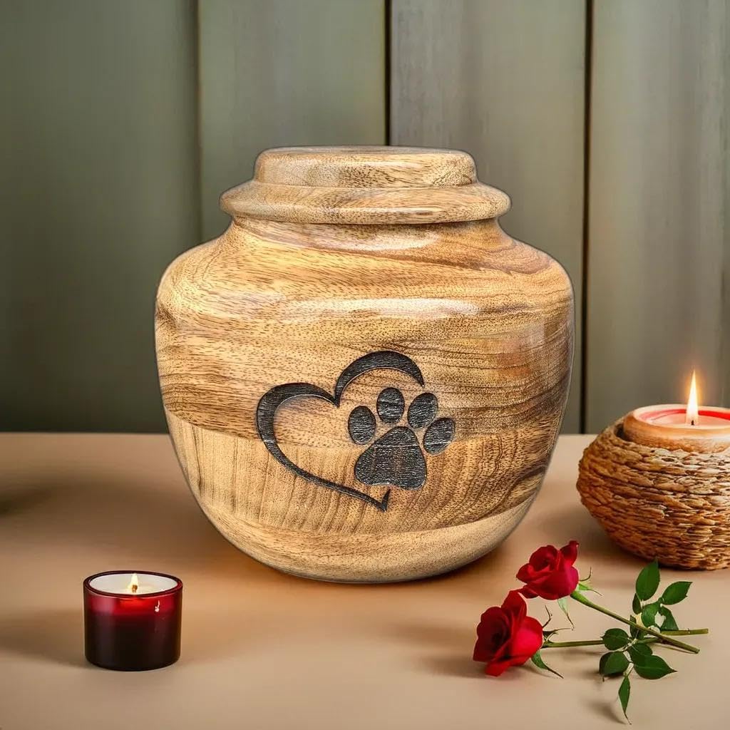 Prime Art Wooden Urn for Dog Wooden Pet urn Cremation Urn for pet Urns for Dogs Ashes Wooden Pet Urn Box Small Wooden urn (Keepsake (4" Hx3 Diameter)(20Cu/in))