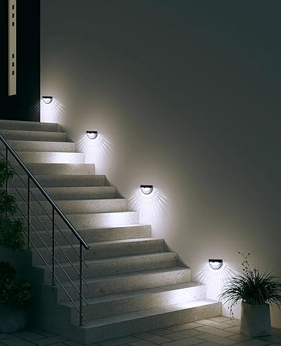 Miniatura 6 de OTHWAY Luces solares para postes de valla de montaje en pared, iluminación decorativa de cubierta, color blanco, 4 paquetes