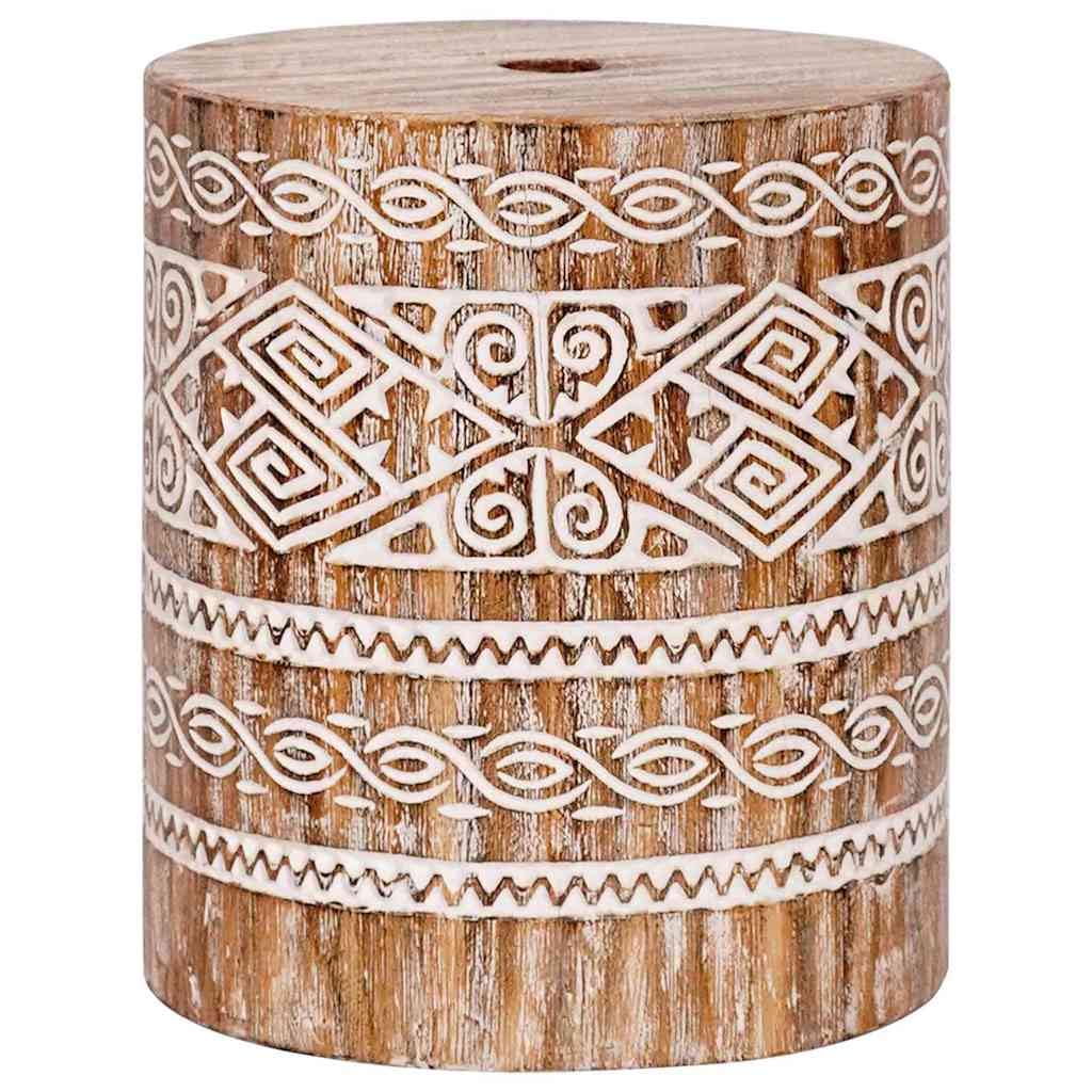 vidaXL Pied de Parasol 23 kg Blanc lavé Bois Massif Cylindrique