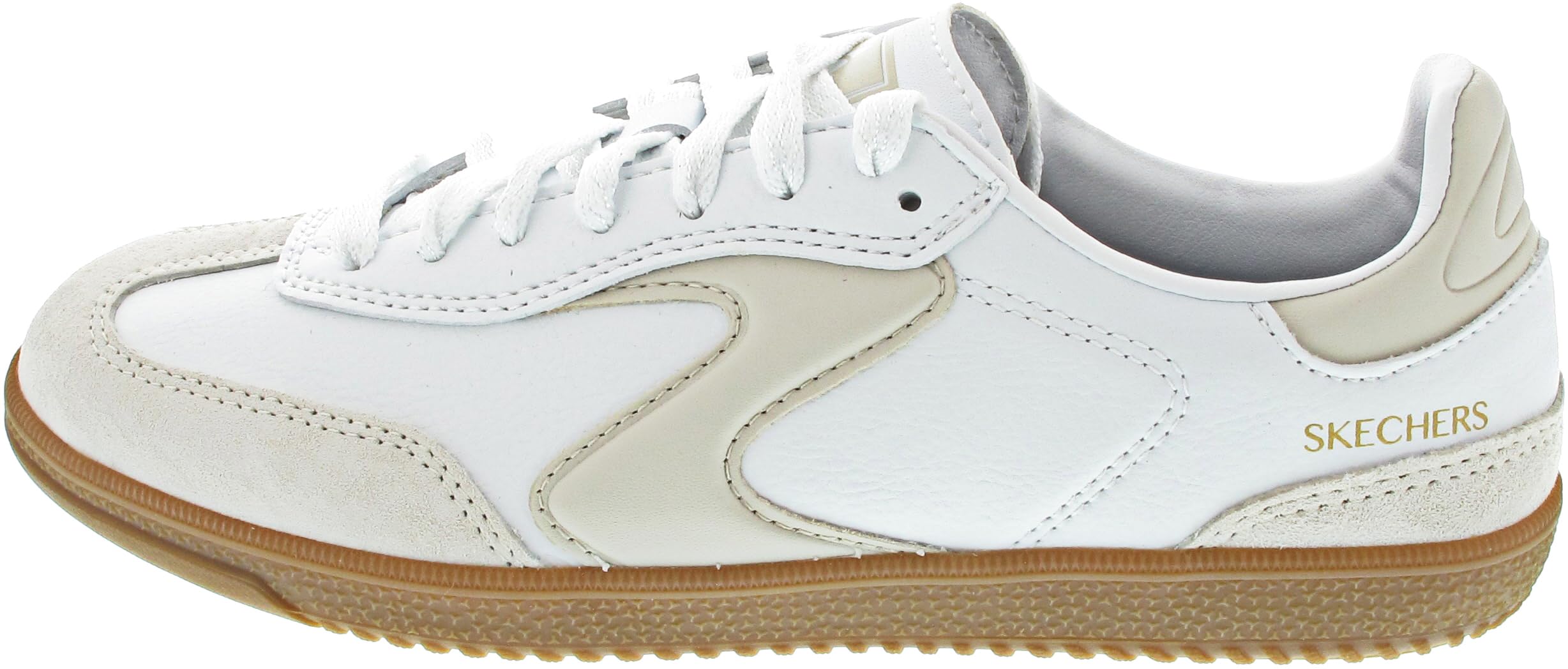 Skechers Women's Hotshot Kickoff Sneaker, White Duraleather/Leather/Natural Trim, 6 UK