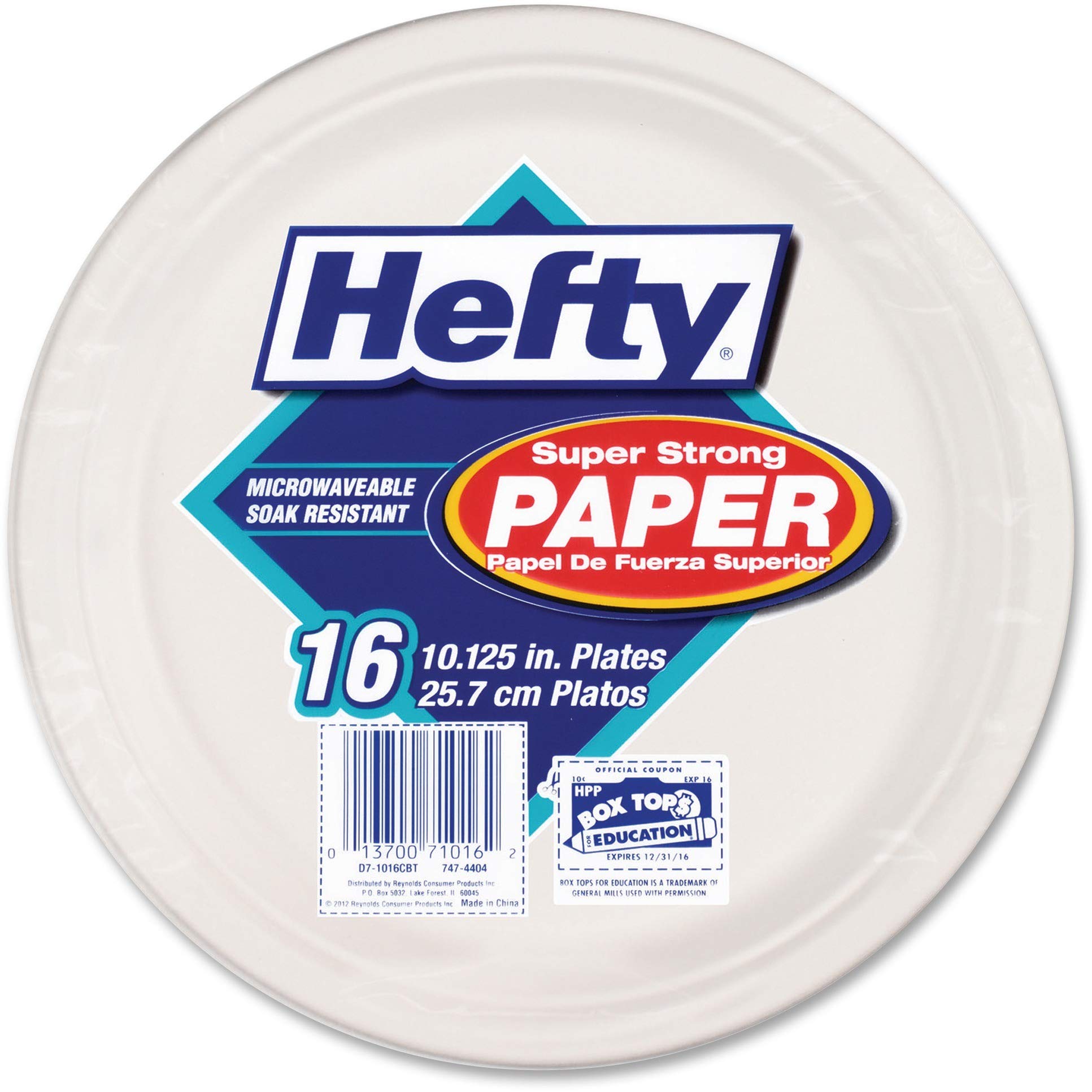HeftyD71016PK Super Strong Paper Dinnerware, 10 1/8-Inch Plate, Bagasse, 16/Pack (D710160CBT)