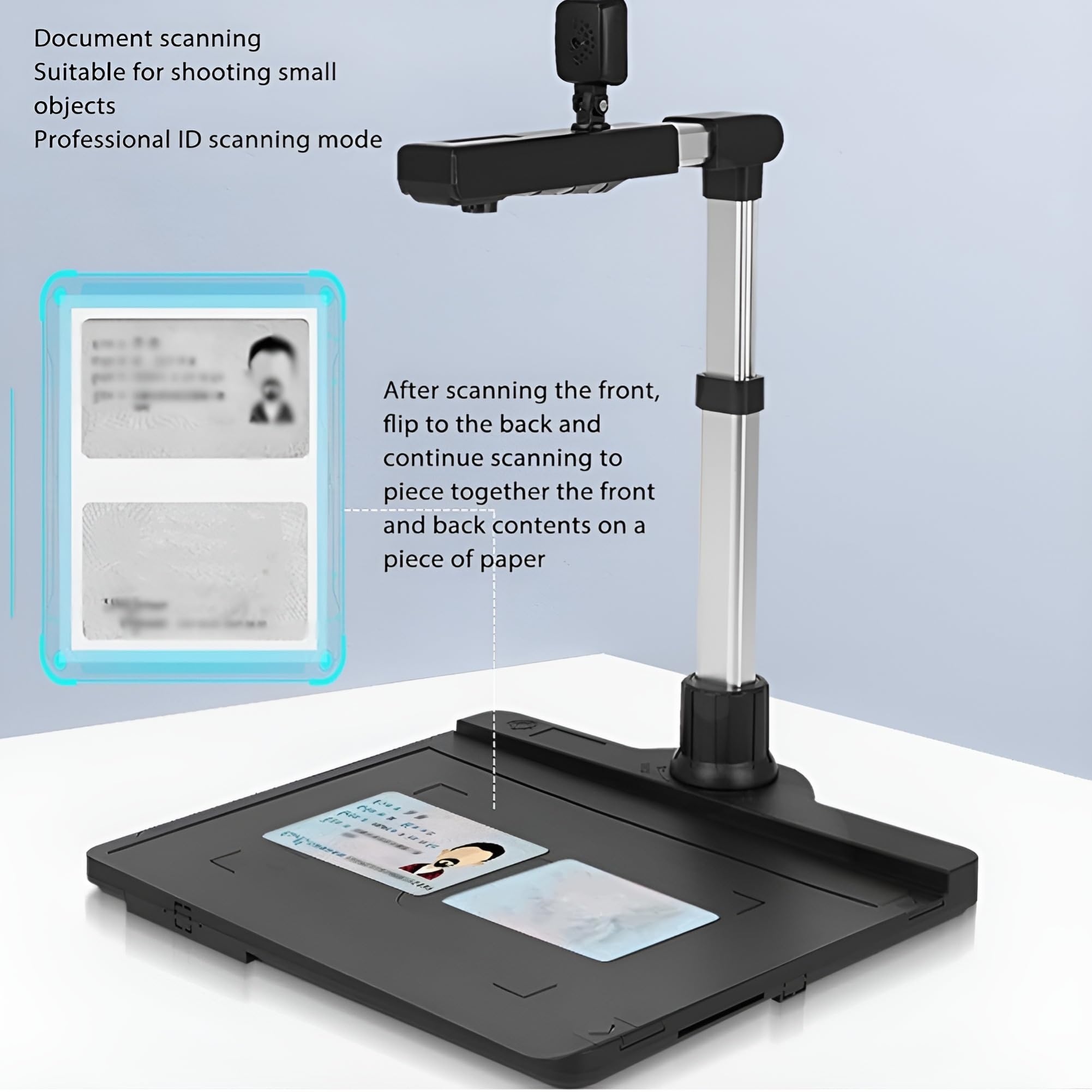 Escáner de documentos portátil, cámara dual de 12 MP, corrección y corte automáticos con un solo clic, modo profesional para aula, oficina y biblioteca