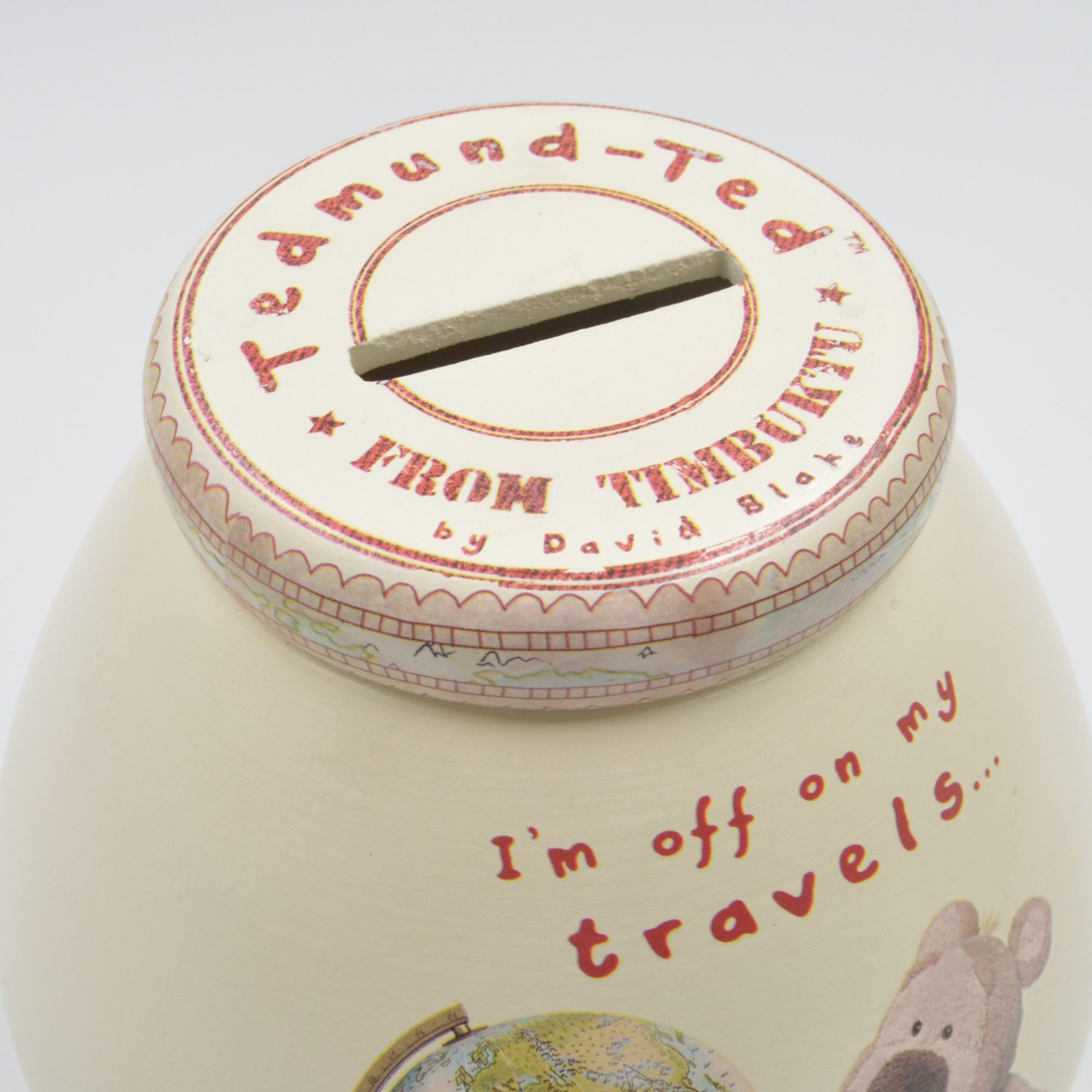 Pot Of Dreams Skarbonka/garnek Tedmund I'm Off ON My Travels 402572-Break to Open, ceramika, wielokolorowa, 15 cm