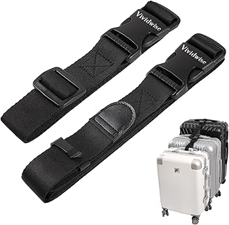 VividwiseVividwise Luggage Straps, Luggage Connector Straps for Suitcases, Travel Belt Accessories 2 Pack,1.25" Endless Leather for Connect Your 3 Luggage Together (1.25" Normal Size)