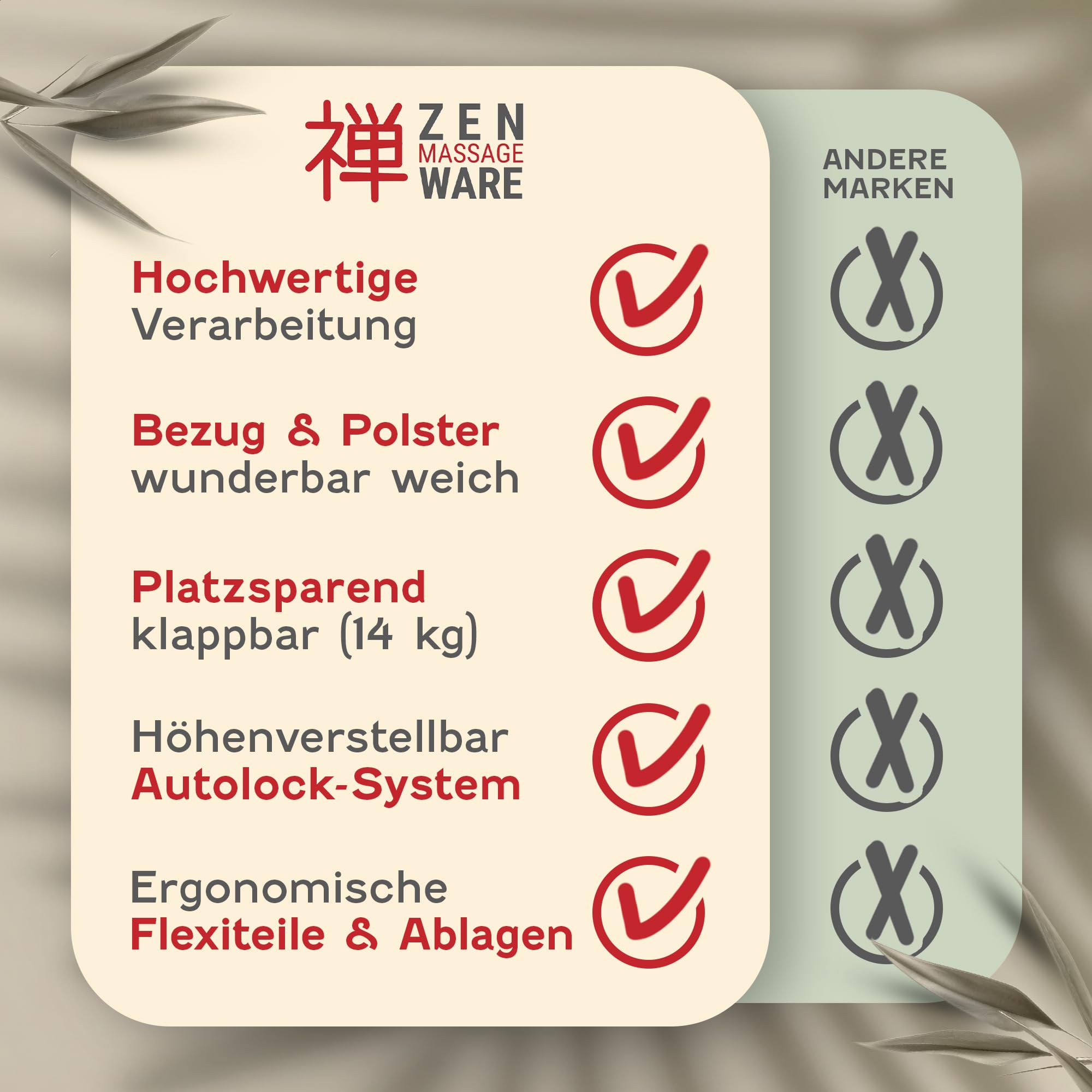 ZEN BASIC III Massageliege klappbar & mobile Massagetisch aus Holz, stabile Massagebett - Massagebank höhenverstelbar, Tattoo & Kosmetikliege, Behandlungsliege mit Kopfteil, Armstütze & Tasche (Creme)