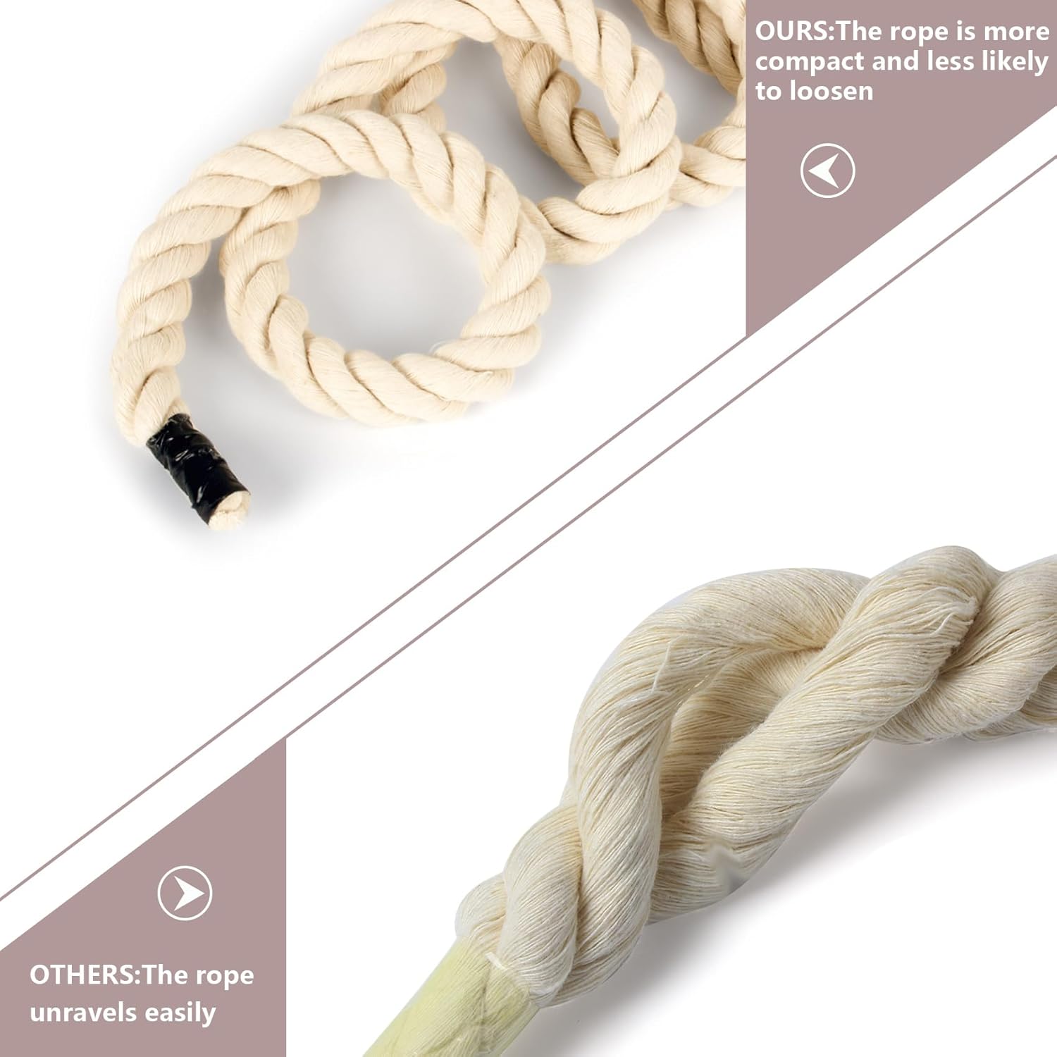 White Natural Cotton Rope,Twisted 3 Strand Cotton Rope 1/2 inch 100 ft for Crafts, Wall Hangings, Plant Hangers, Knotting
