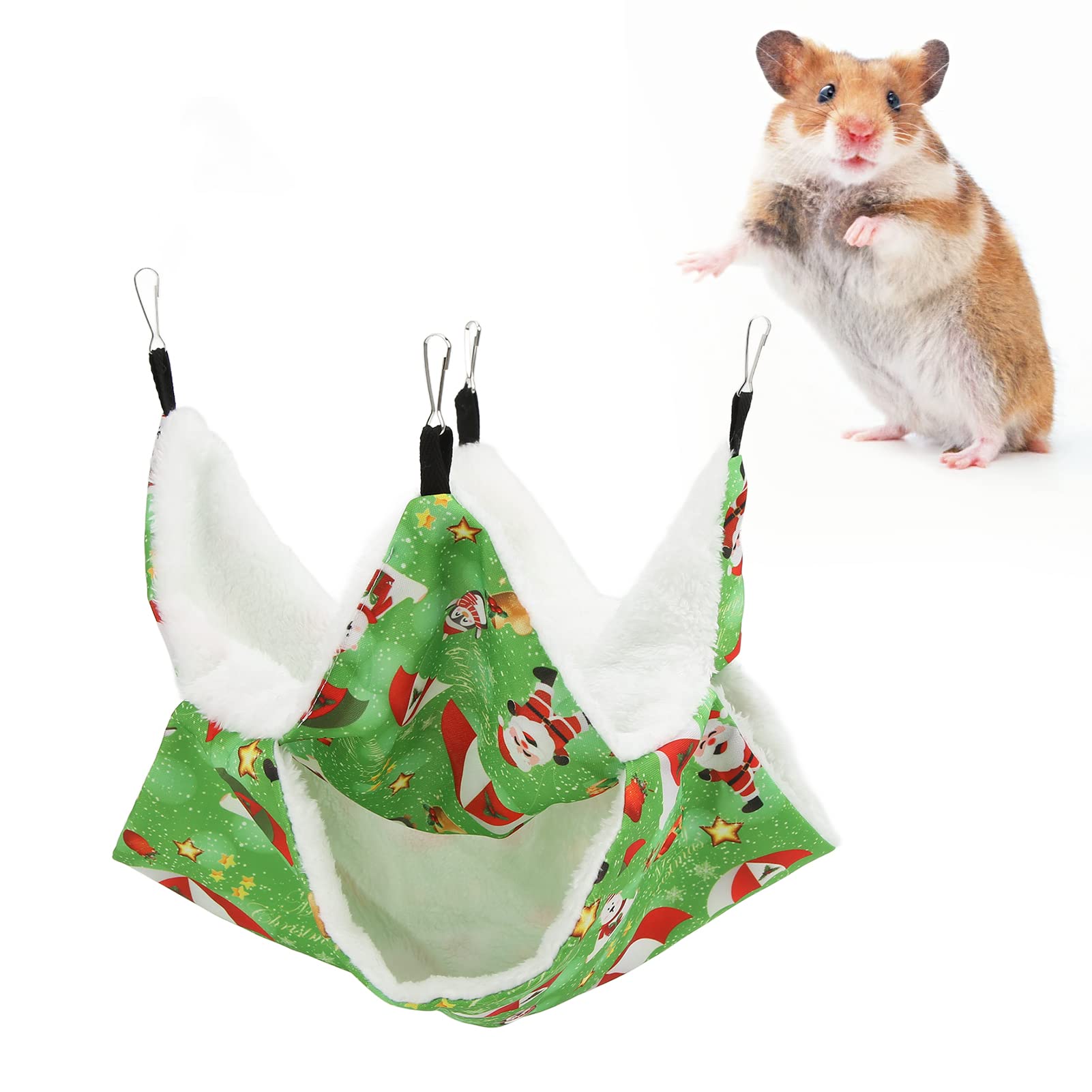 OKJHFD Hängende Hängematte für kleine Tiere, doppelschichtiger hängender Bettkäfig, weiches, warmes Meerschweinchen-Versteck, hängendes Rattenspielzeug, Haustierzubehör für (Double Hammock) Haustier