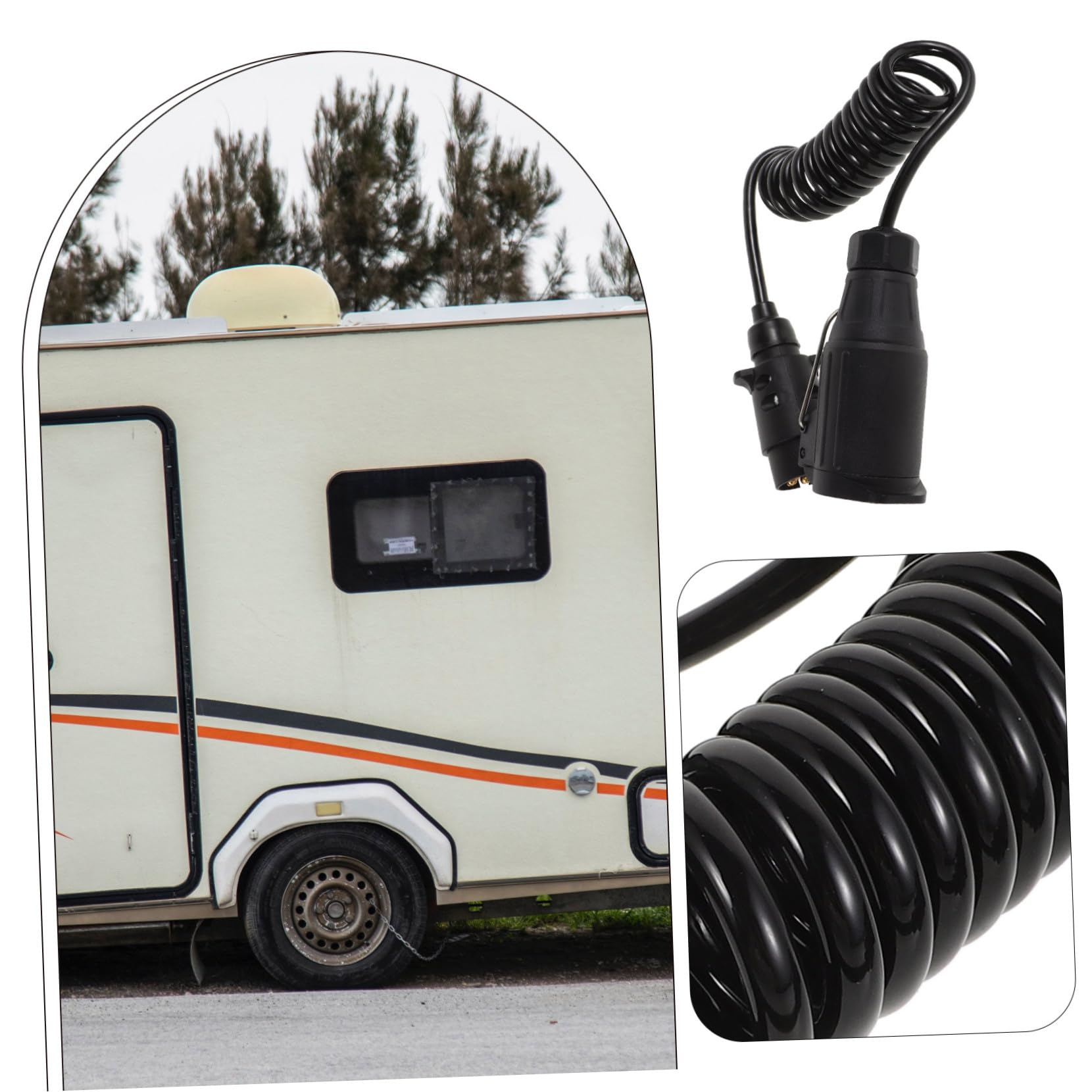 Alipis Poliger Anhängerstecker Polige Steckdose Spiralkabel Verlängerungskabel für Wohnwagen und Bootsanhänger Robustes Kabelbaum Adapter Tangle Resistent Kompatibel mit Wohnmobil und