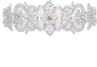 Rhinestone and pearl bridal crystal sash belt