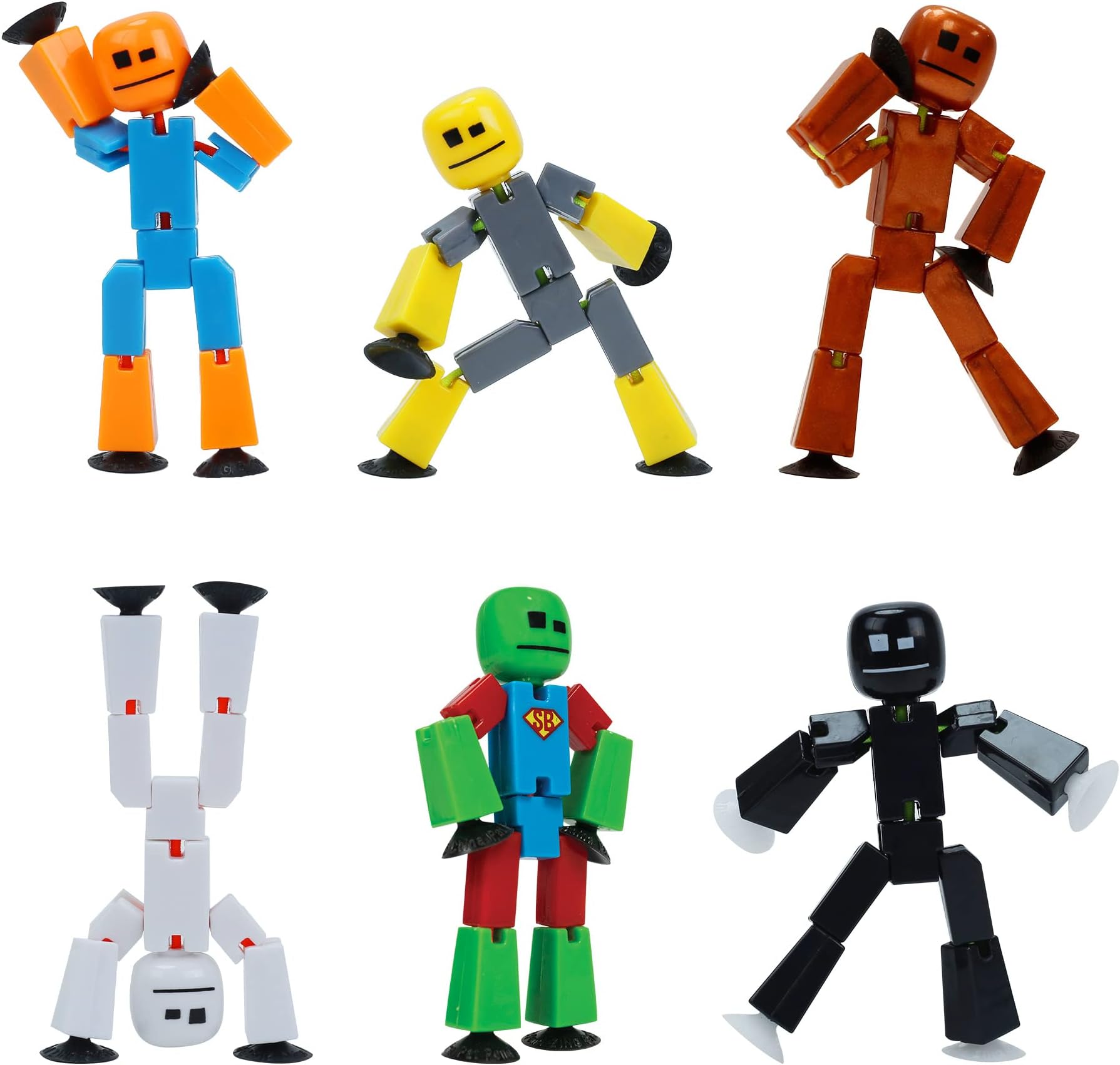 Stikbot 6 Pack, Set of 6 Stikbot Collectable Action Figures, Create Stop Motion Animation (Styles May Vary)