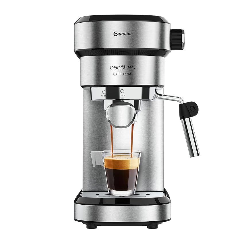 Immagine del prodotto Cecotec Caffettiera Express Cafelizzia 790 Acciaio. 1350W, Espressos e Cappuccino, Braccio filtro a doppia uscita con due filtri, pressione 20 bar, serbatoio estraibile 1,2 L, acciaio