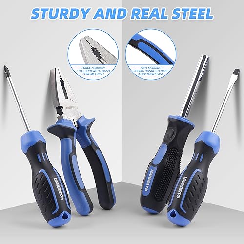 Miniatura 3 de Juego de herramientas de 46 piezas, kit de reparación manual portátil básico para el hogar con estuche de almacenamiento de plástico