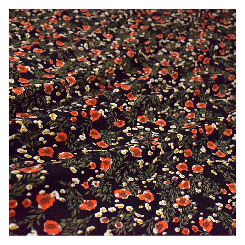 Diy Making Fabric Chiffon Fabric Czarny Nadruk Kwiatowy Chiffon Sukienka Tkanina 150Cm 59'' Szeroki Materiał Poliestrowy Do Szycia Rzemieślników, Spódnic, Koszul, Odzieży/2M