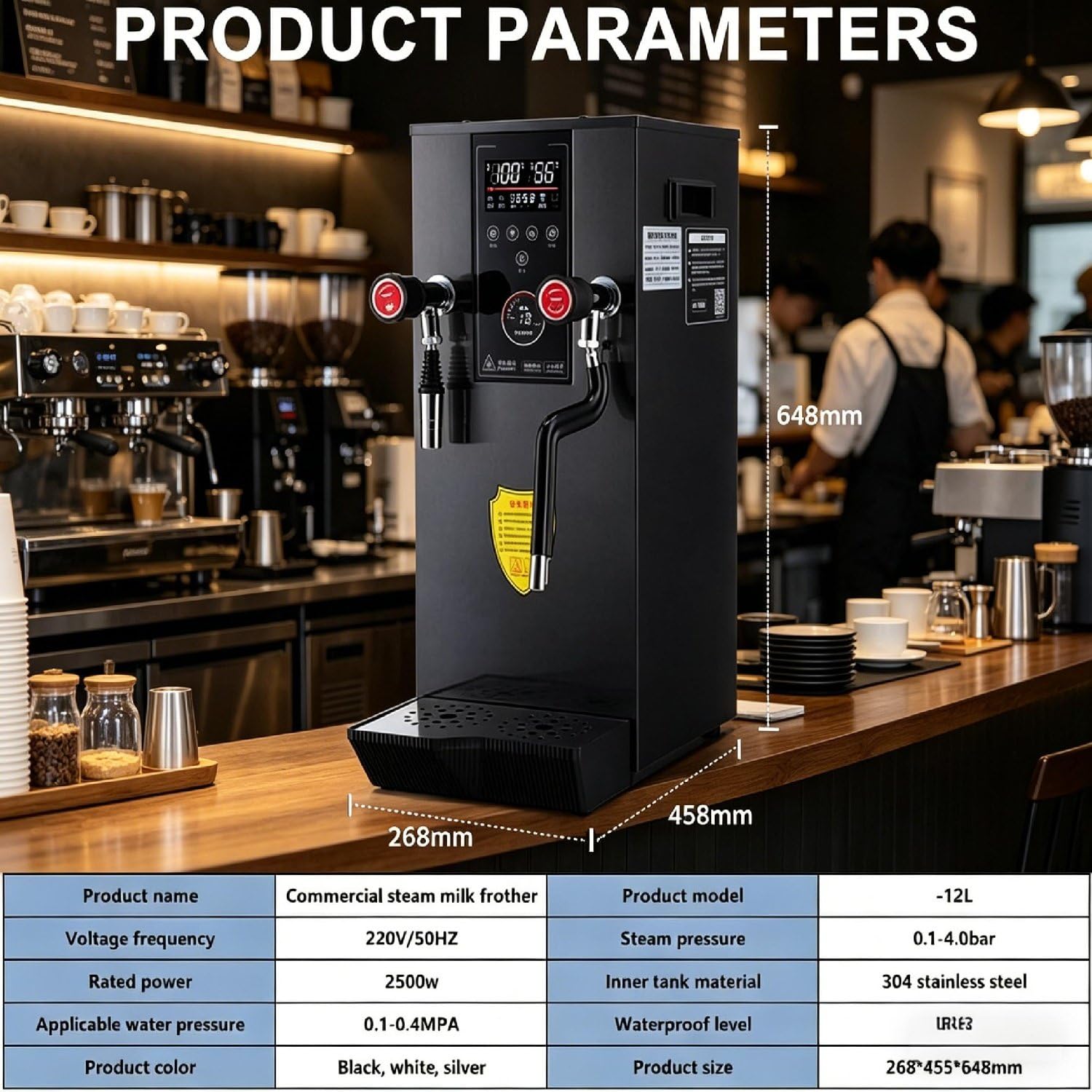 Espumador de Leche eléctrico Profesional, 3 Modos de Funcionamiento, espumador y vaporizador de Leche, Espuma Rica y cremosa, Baristas y Aficionados al café en casa. Ivory