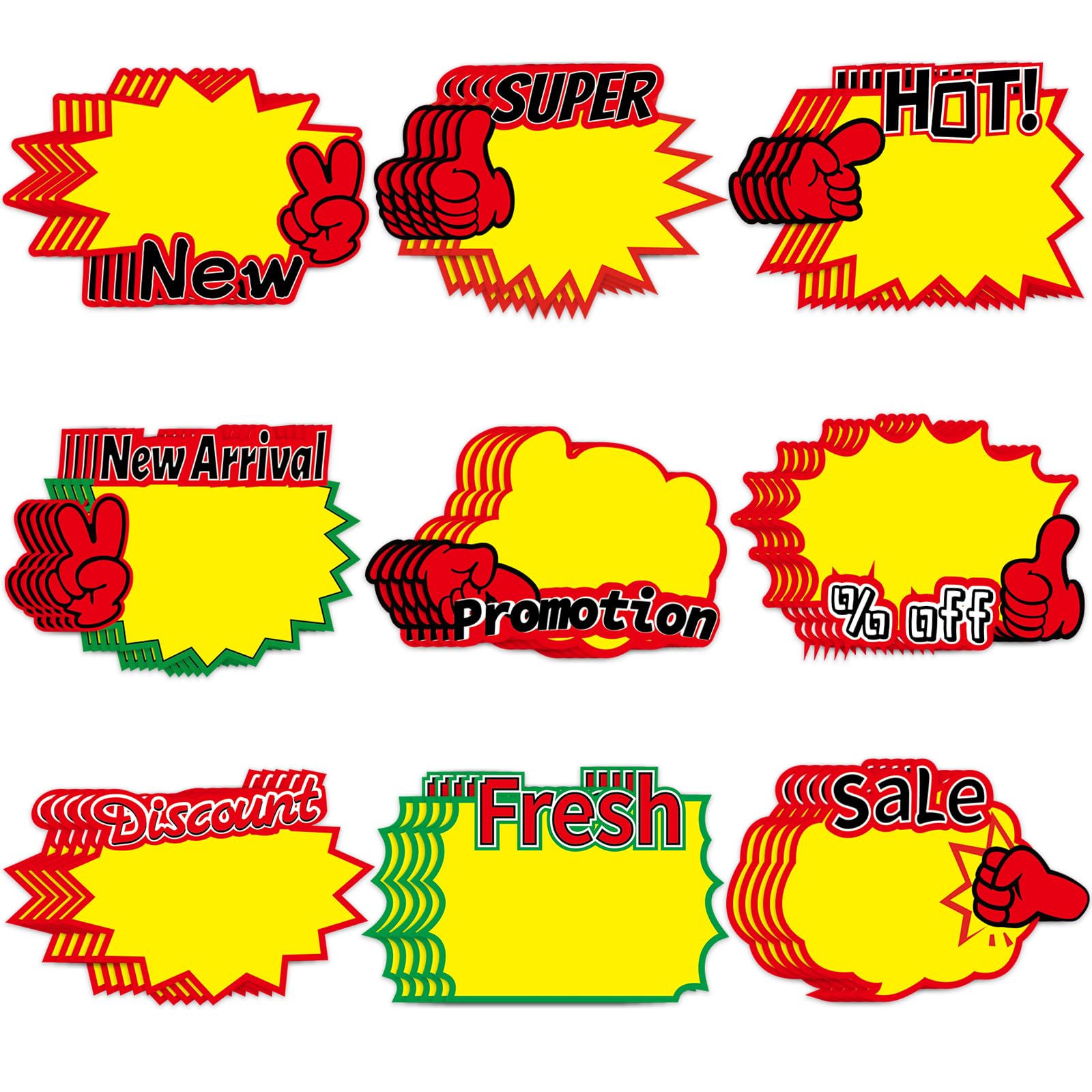 Etiquetas De Precio En Blanco - Pack 100 Unidades, Papel Fluorescente 5x7 Cm, Para Tiendas Y Venta