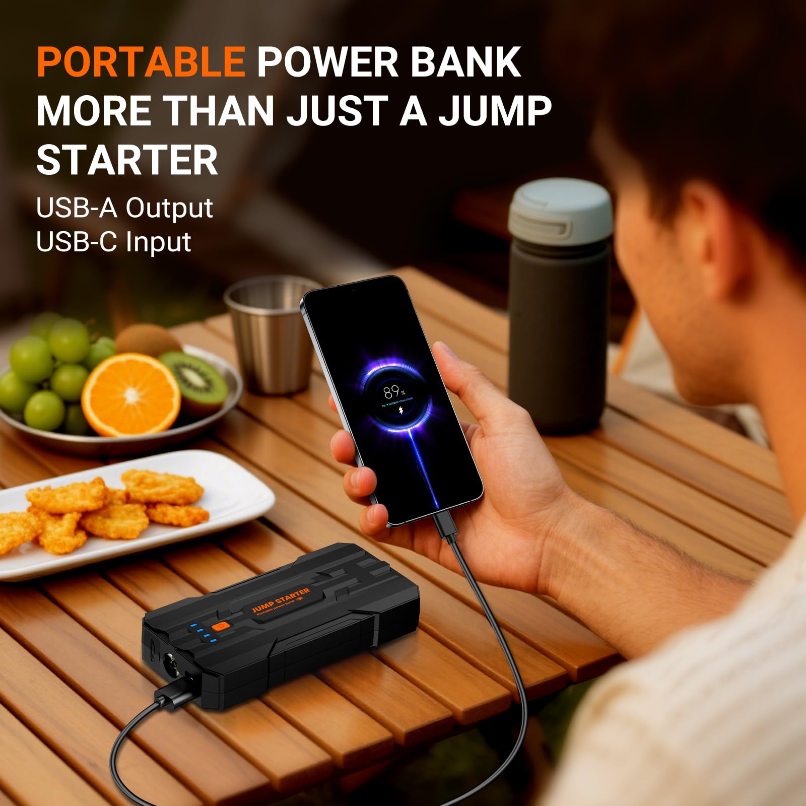 JDMCAR Jump Starter Power Pack - 4000A Portable Car Battery Booster Jump Starter for 12V Vehicles and Motorcycles,Car Accessories Power Bank with Jump leads and LED Light,Upgrade — view 8