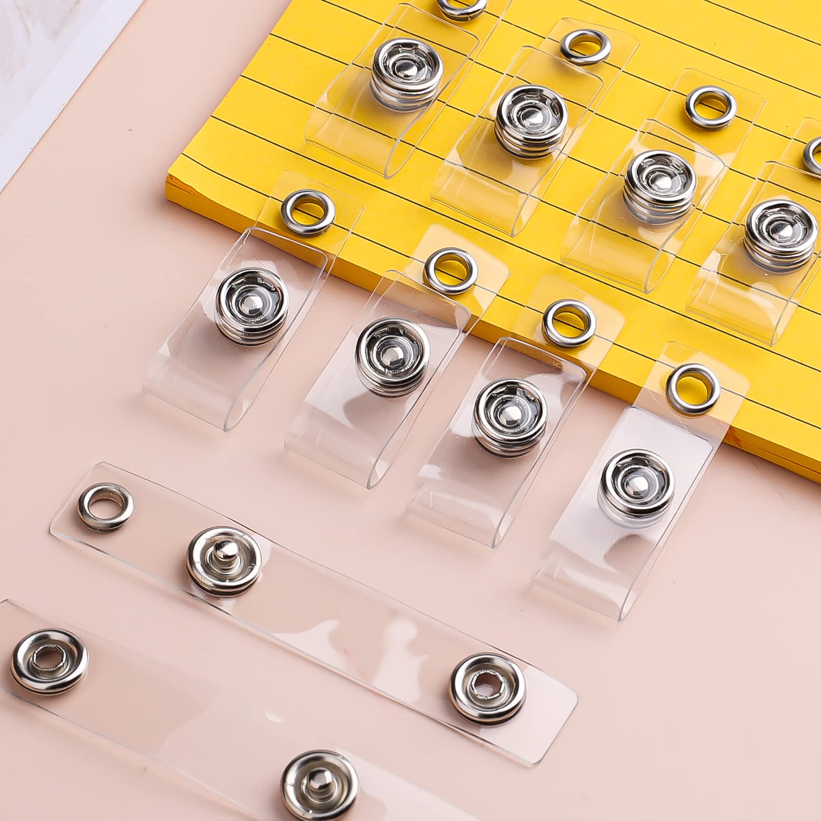 Wealrit Lot De 50 Sangles De Badge En Plastique Transparent Avec Boutons- Pression Et œillets En Vinyle Pour Porte-cartes, Cordons, Porte-clés