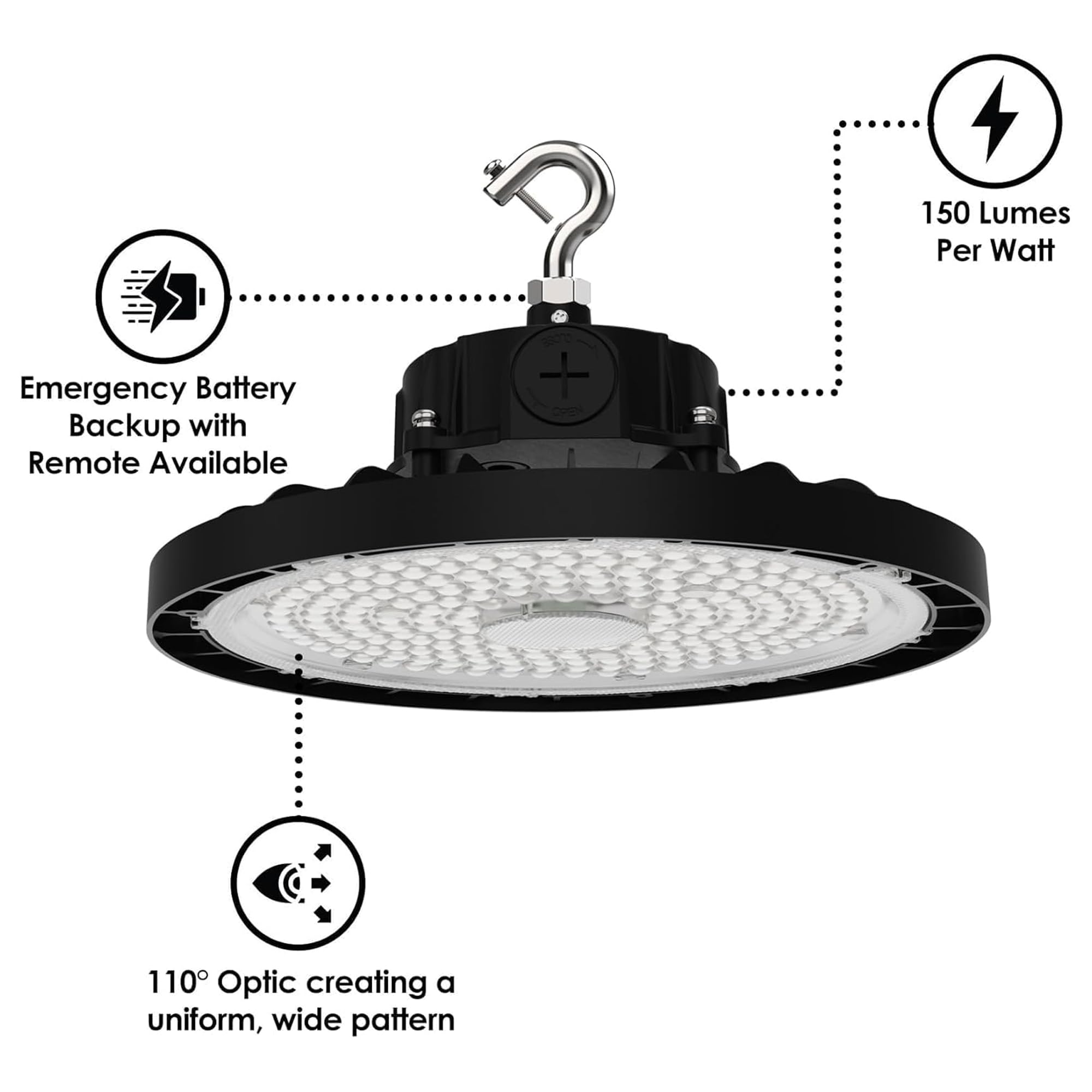 WareLight LED UFO High Bay Light 30 000 Lumen 200W 5000K Daylight Dimmable Commercial Ceiling Fixture 120 277V — view 4