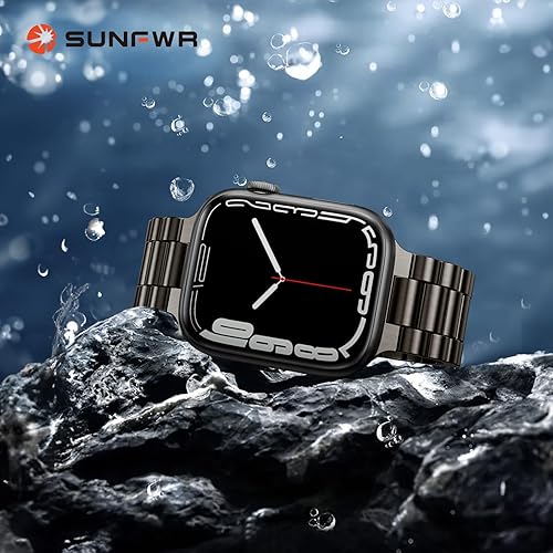 Miniatura 5 de SUNFWR Compatible con Apple Watch Band de 1.772 pulgadas, 1.732 pulgadas, 1.654 pulgadas, para hombres y mujeres, correa de metal de acero