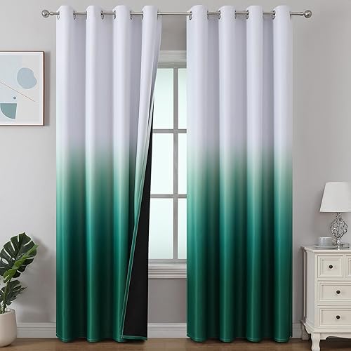 Miniatura 42 de Estelar Textiler Cortinas Opacas con Degradado para Sala de Estar de 84 Pulgadas de Largo, Cortinas de Ojales Ombré con Aislamiento Térmico de Gris