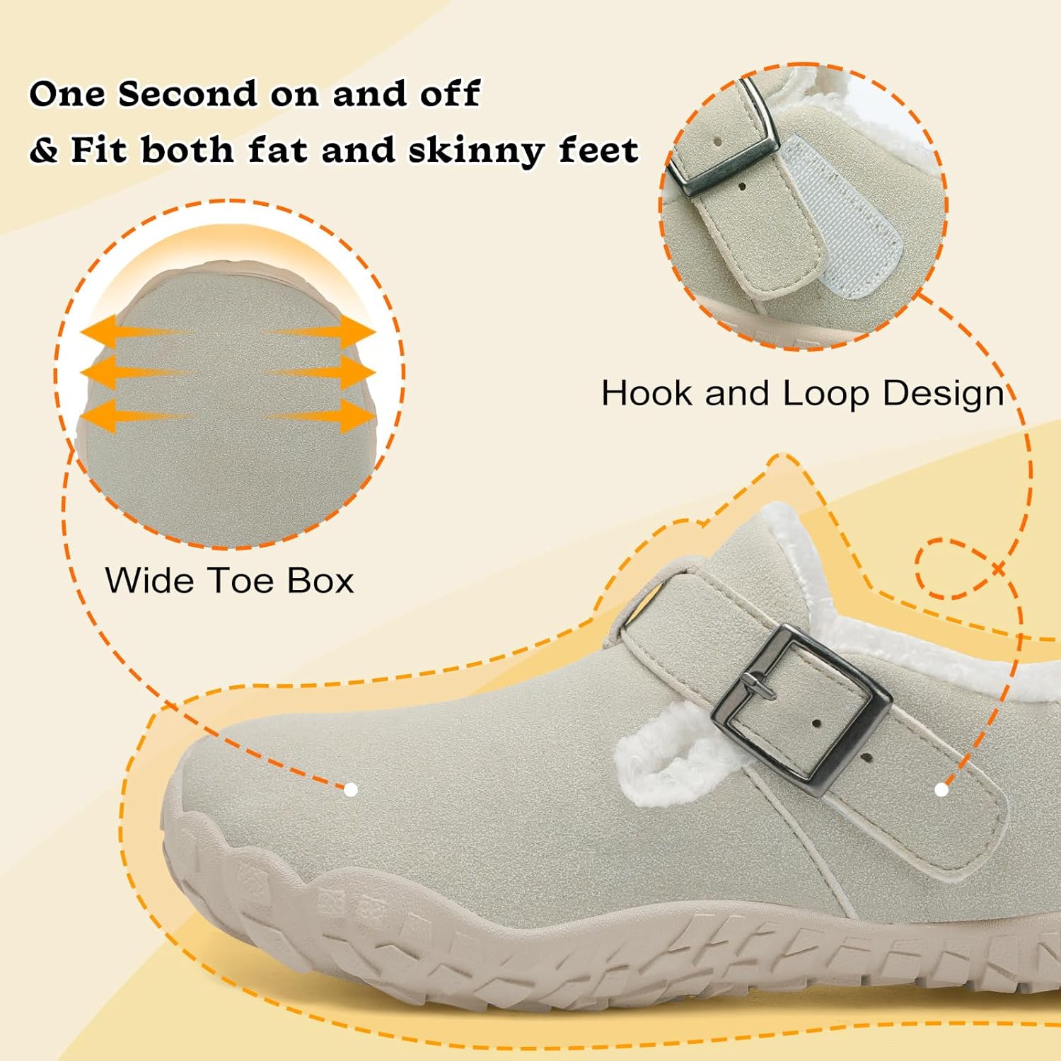 BARERUN Toddler Slippers Wide Waterproof House Shoes Fuzzy Suede Moccasin Slippers for Kids Barefoot Adjustable Indoor Outdoor Slip On Warm Winter Shoes - Image 4