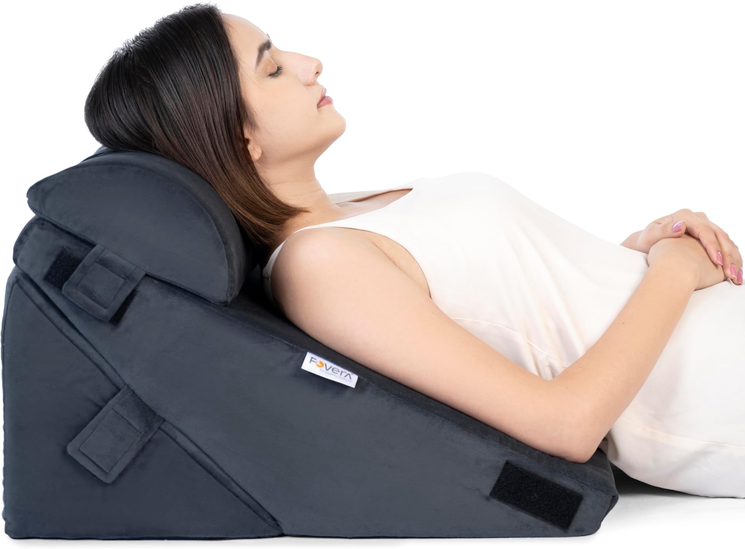 Adjustable Wedge Pillow Memory Foam with Head Rest for Back Support in Bed, Acid Reflux, Snoring, GERD, Leg Elevation, Pregnancy (Dark Grey, 22x22x12 Inch)