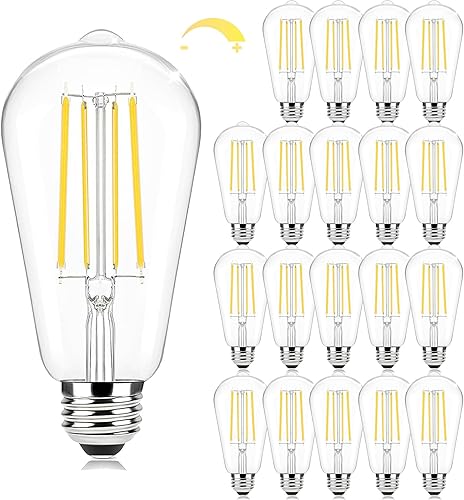 Miniatura 15 de Brightever Paquete de 6 bombillas LED regulables equivalentes a 60 W, bombillas Edison vintage, 2700 K blanco cálido ST58 7 W, bombilla LED súper