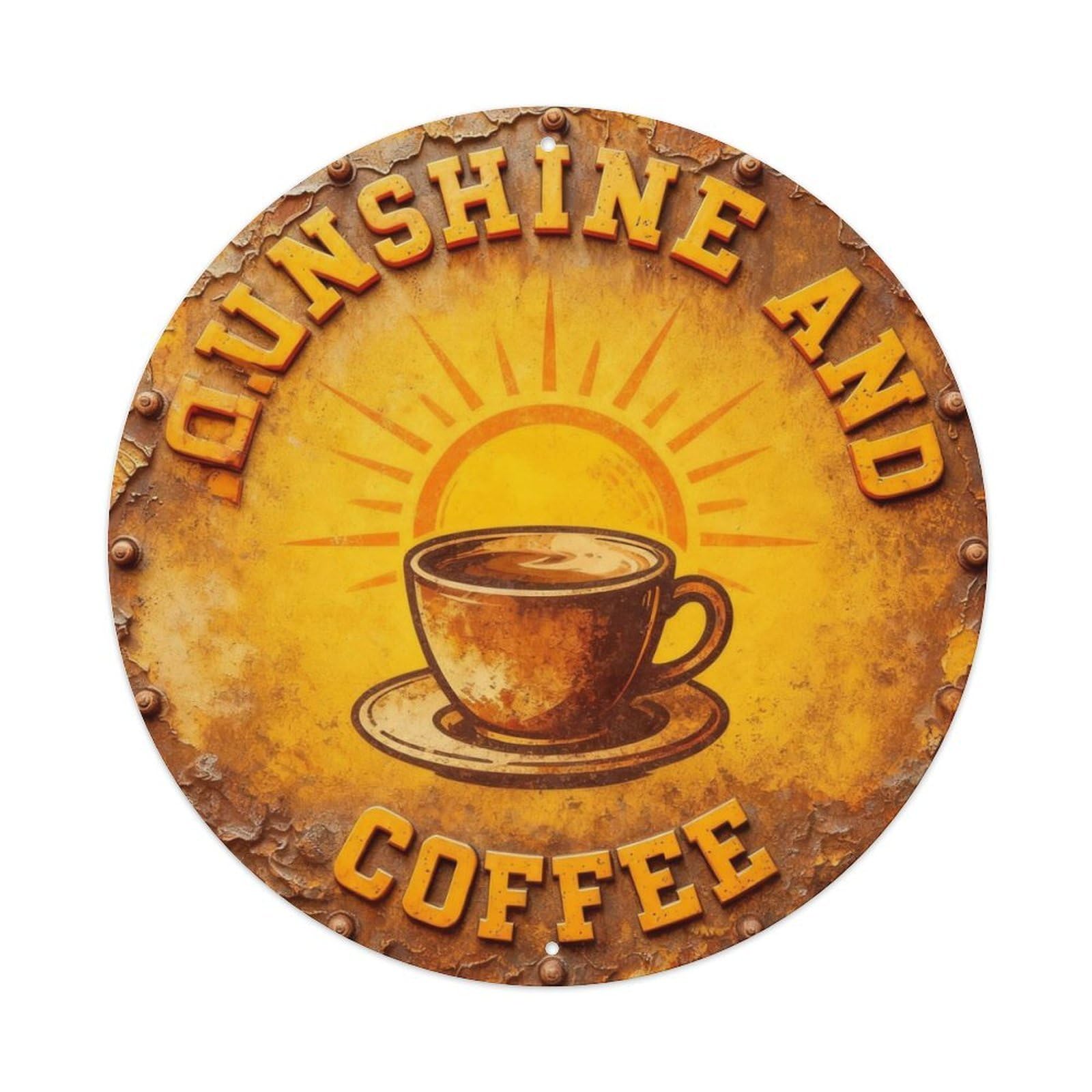 Sunshine And Coffee Metal Tin Sign Plaque