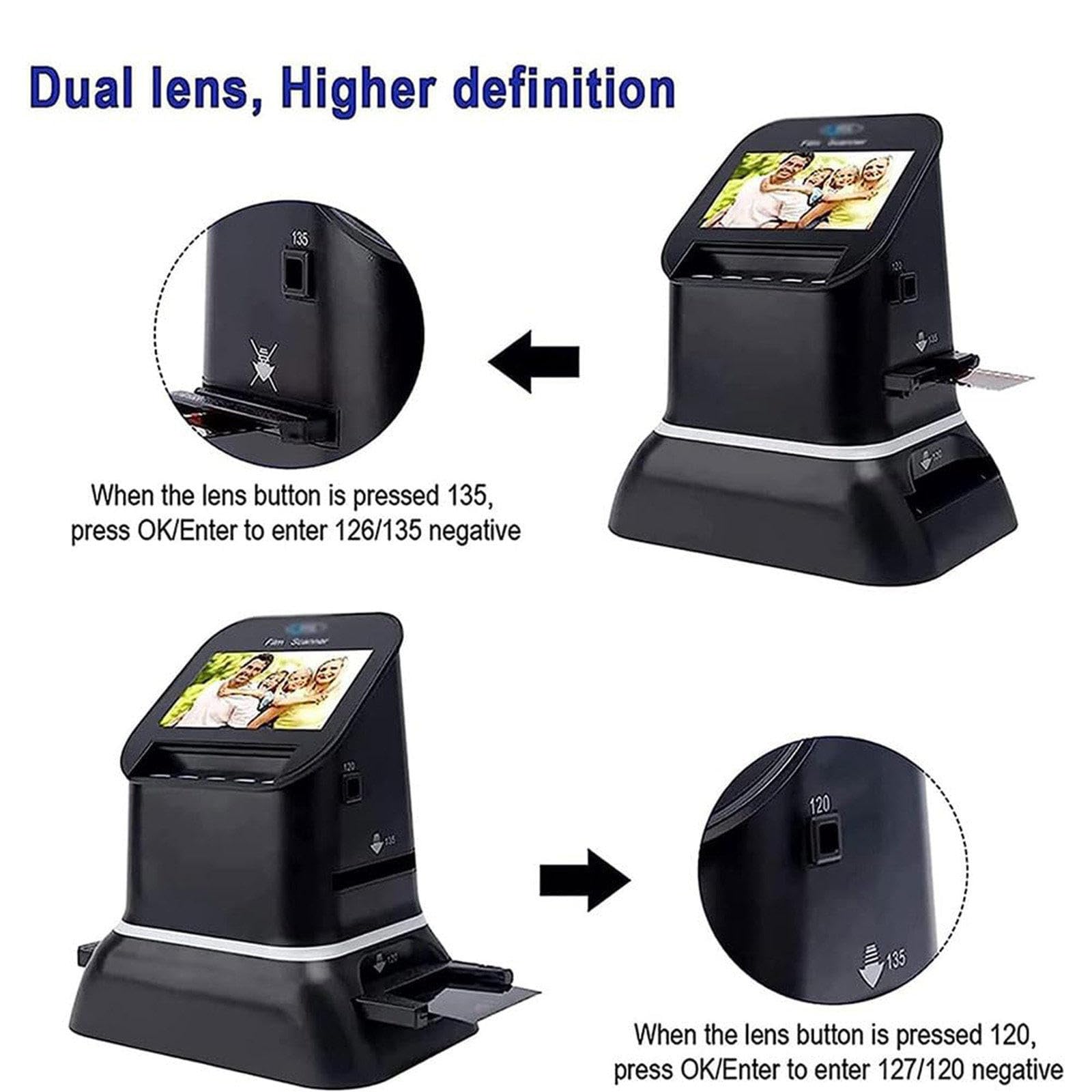 Scanner per diapositive USB/SD + schermo LCD da 4,3'', scanner per pellicole ad alta risoluzione - 22 milioni di alta definizione, converte negativi/diapositive da 120/135/126/127 in JPEG digitale