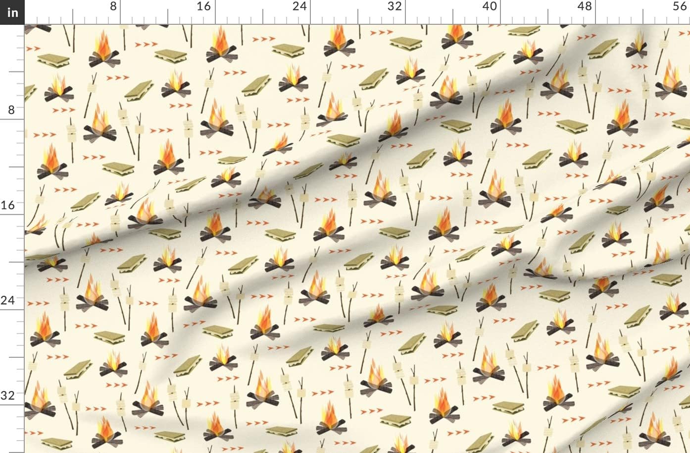 Spoonflower Fabric - Sweet Camping Fire Adventure Winter Printed on Polartec(R) Fleece Fabric by The Yard - Sewing Blankets Loungewear and No-Sew Projects
