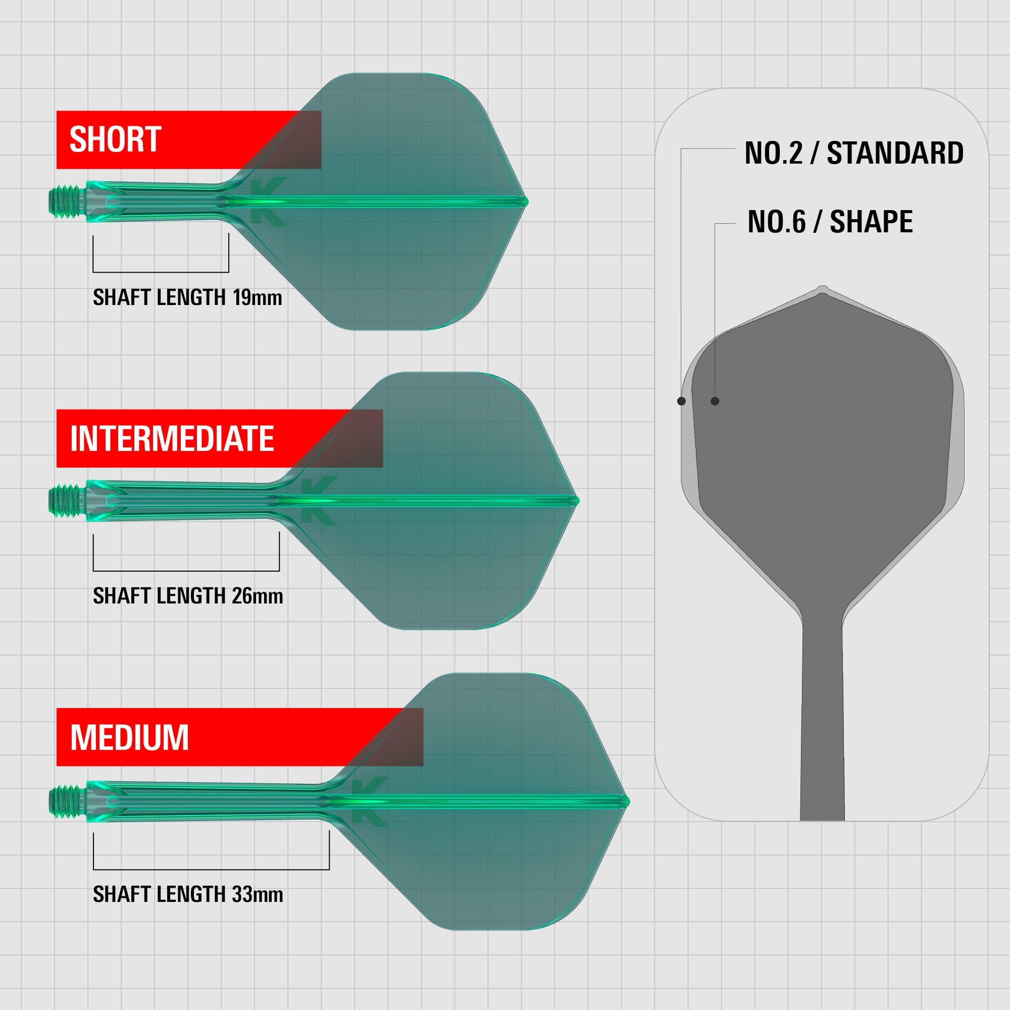 Target Darts K Flex Integrated Dart Flights And Shafts, No.2 | Pack Of 3 K-Flex - No2, Kflex All In One Moulded Dart Flight & Stem Lengths: Short, Intermediate & Medium | Professional Dart Accessories