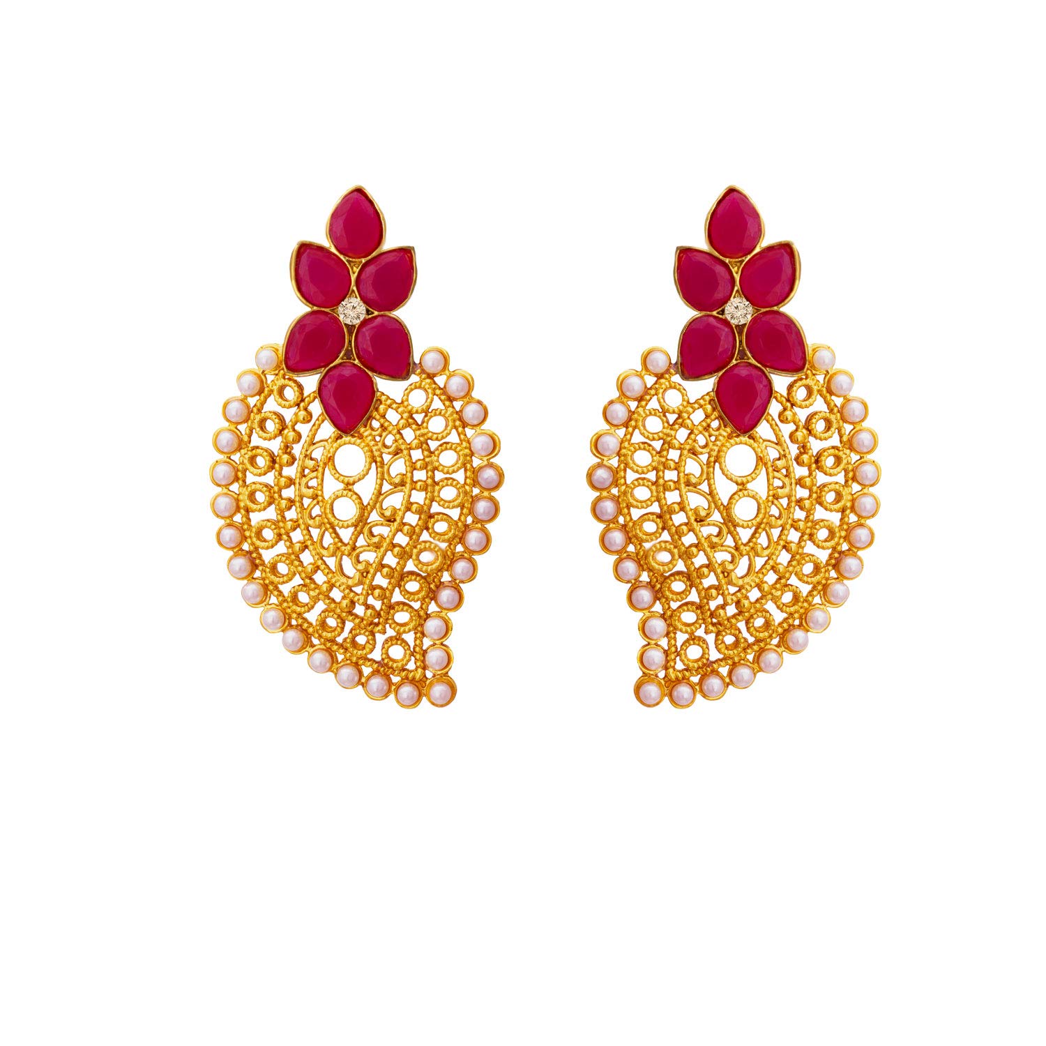 JFL - Traditional and Ethnic One Gram Gold Plated Pink Stone & Pearls Embeded Designer Earring for Girls and Women.,Valentine (B07PQFXNKV) Amazon Price History, Amazon Price Tracker