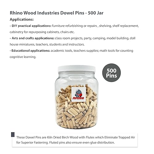 Vista 134 de 1/4" x 1" - Paquete de 500 pasadores de madera - Secados al horno, estriados y biselados (1/4" x 1", 500 unidades)