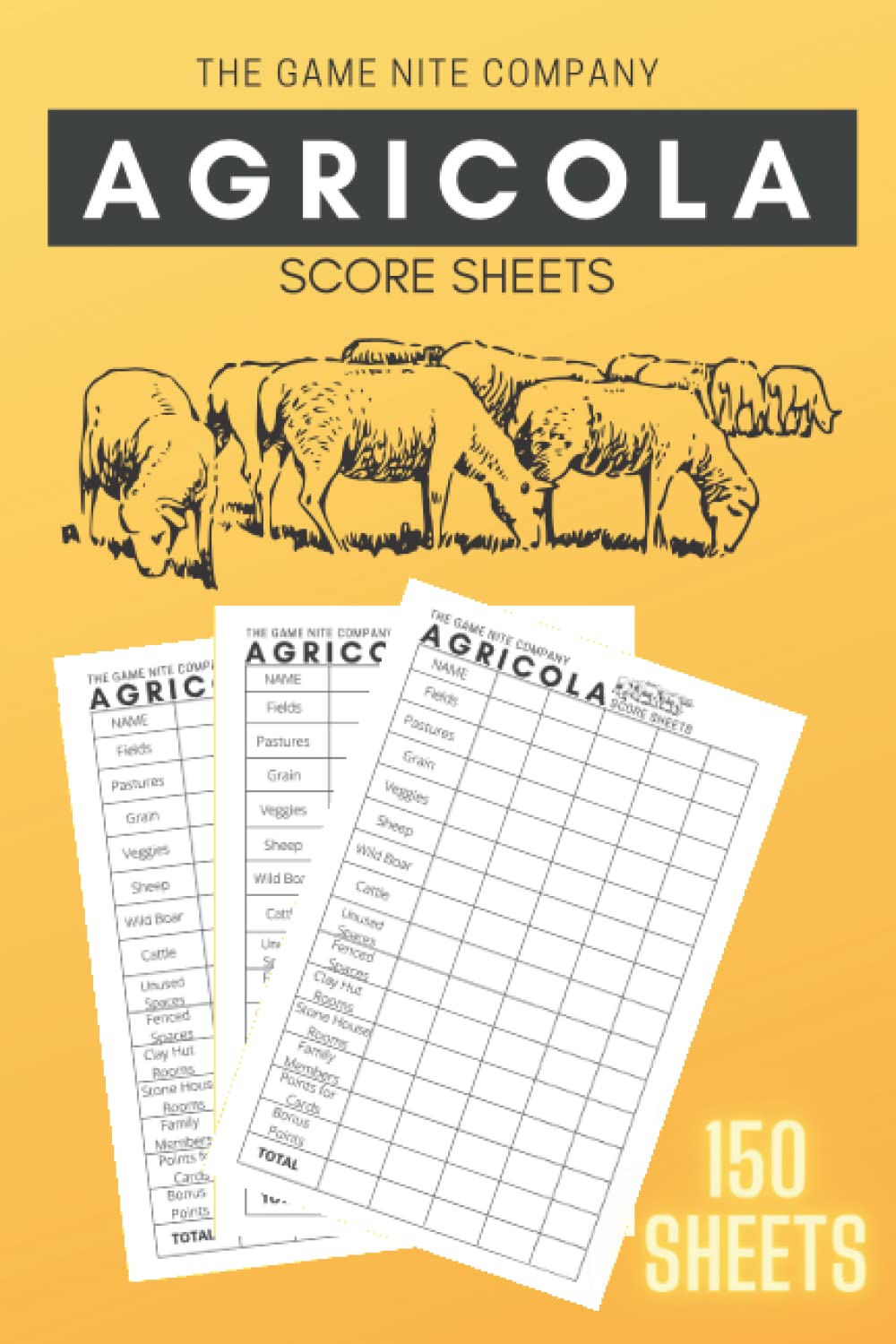 Agricola Score Sheets: 150 Score Pads for Agricola Game - 6x9 Easy Carry