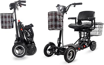 All Terrain 4 Wheel Foldable Mobility Scooter for Seniors. 25 Mile Long Range - 300lbs Capacity with Extended Battery 15.6AH-25 Miles Long Range Adults Mobility Scooters Model11