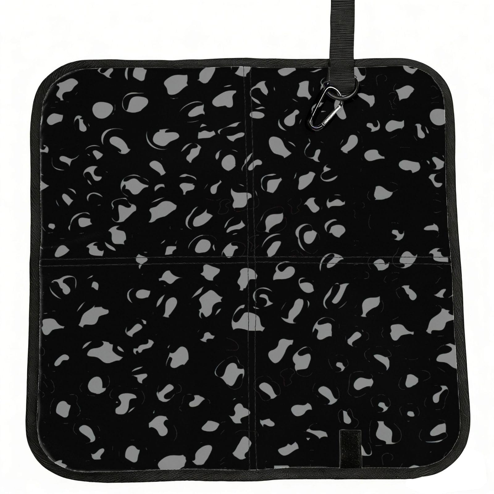 VCzsdff Black And White Leopard Print Portable Seat Cushion Folding Bleacher Pad Compact Picnic Sitting Mat Polyester 40cm