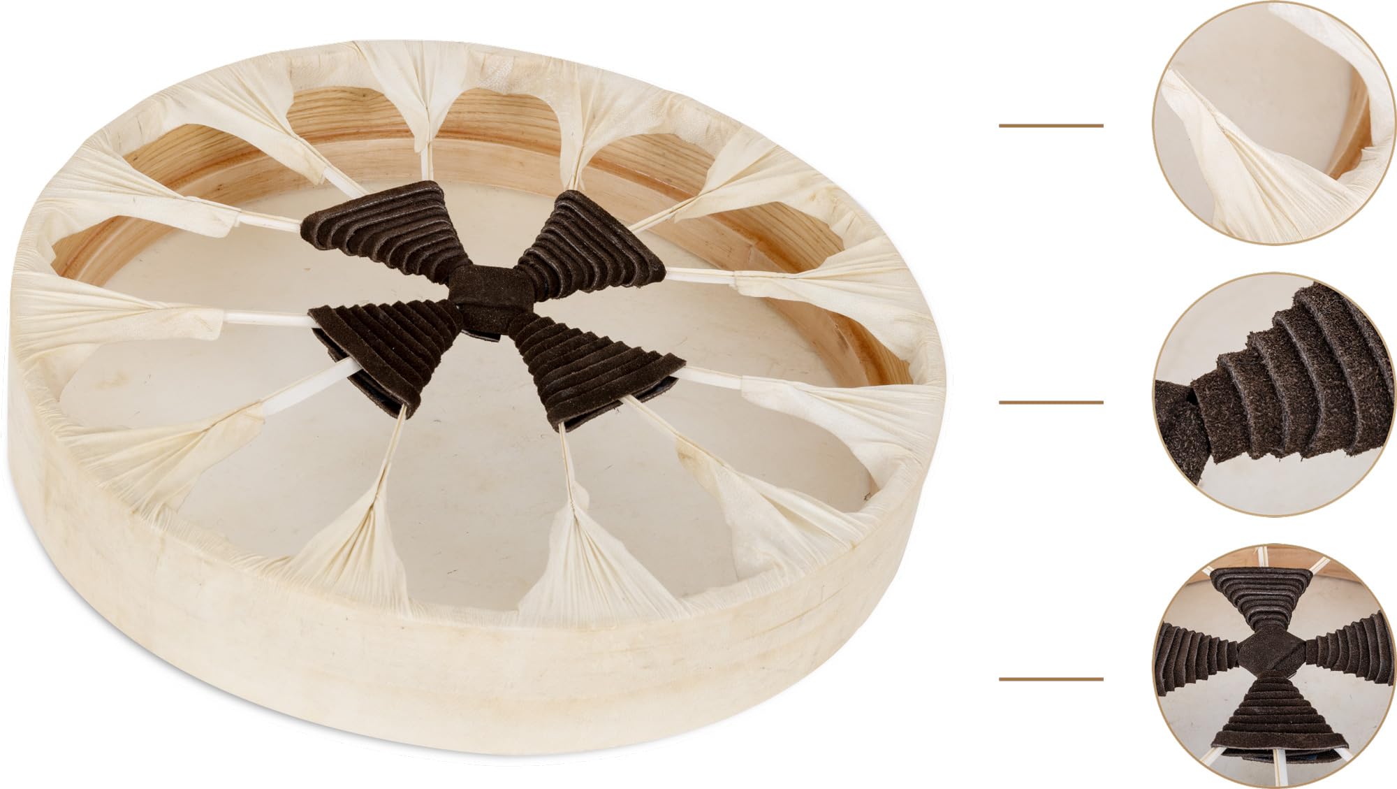Classic Cantabile SD-16 Tamburo Sciamanico 16" - tamburo a cornice artigianale in frassino con pelle di capra, suono profondo per meditazione, rituali e sonoterapia; incl. mazzuolo. Naturale