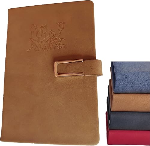 wohalipsy Cuadernos de diario Cuaderno de tapa dura de cuero A5 cuaderno diario (leonado)