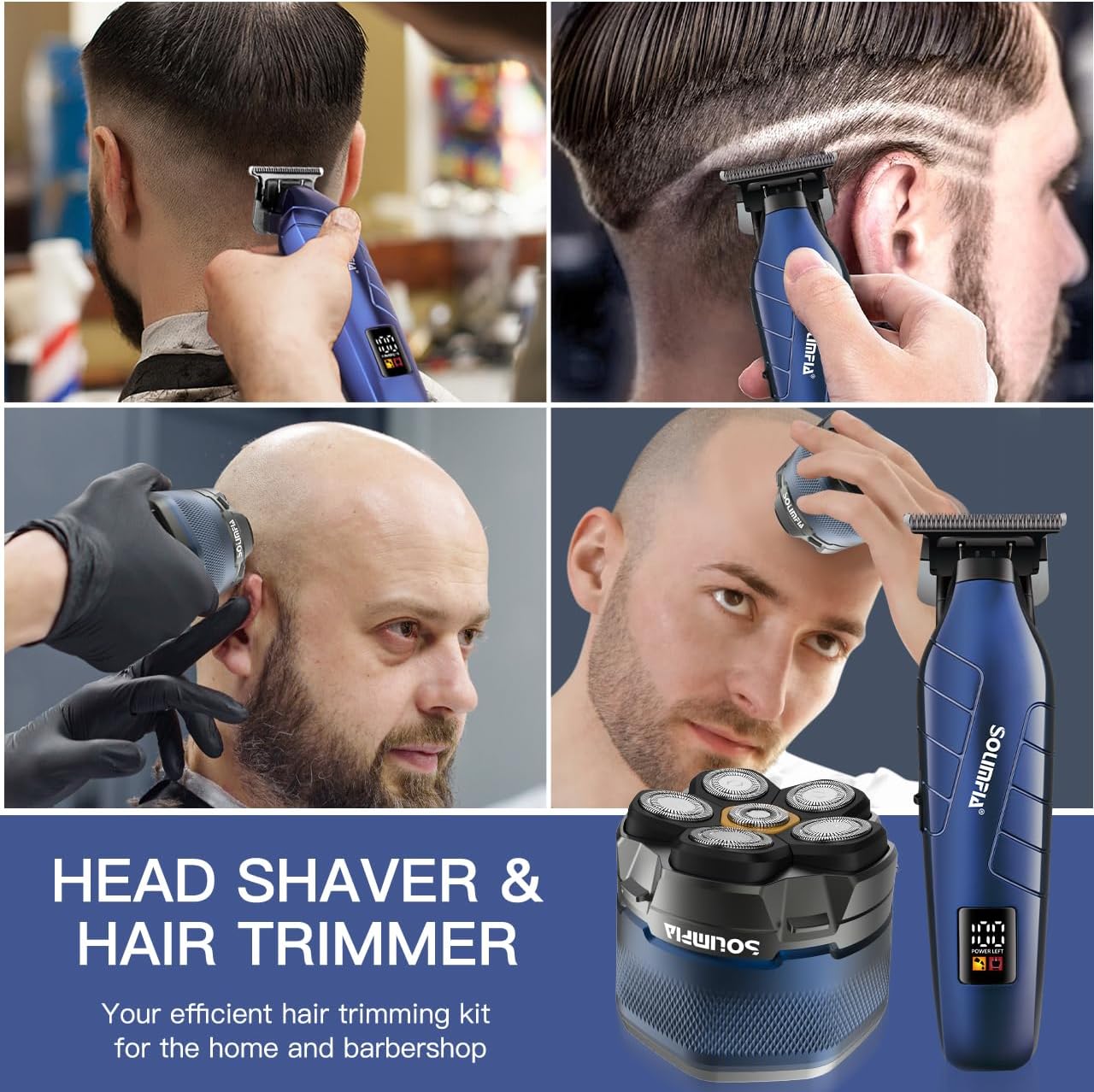 SOLIMPIA Upgraded Head Shavers for Bald Men, Hair Trimmer Kit, Magnetic Electric Razor, Large Battery Capacity, Rechargeable LED Display Beard Trimmer, Waterproof Wet/Dry Head Shaver - Image 2