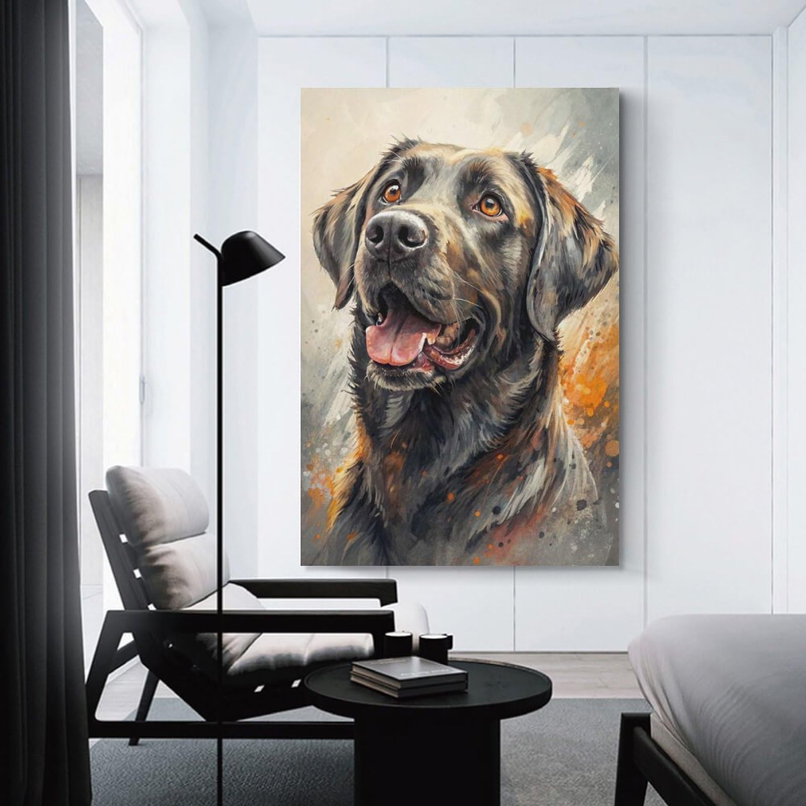 Junmoney Watercolor Portrait of A Labrador Retriever Canvas Wall Decor, 24x36inch(60x90cm), for Gallery Wall Decor And Room Displays, Wall Decor Suited to Curated Displays
