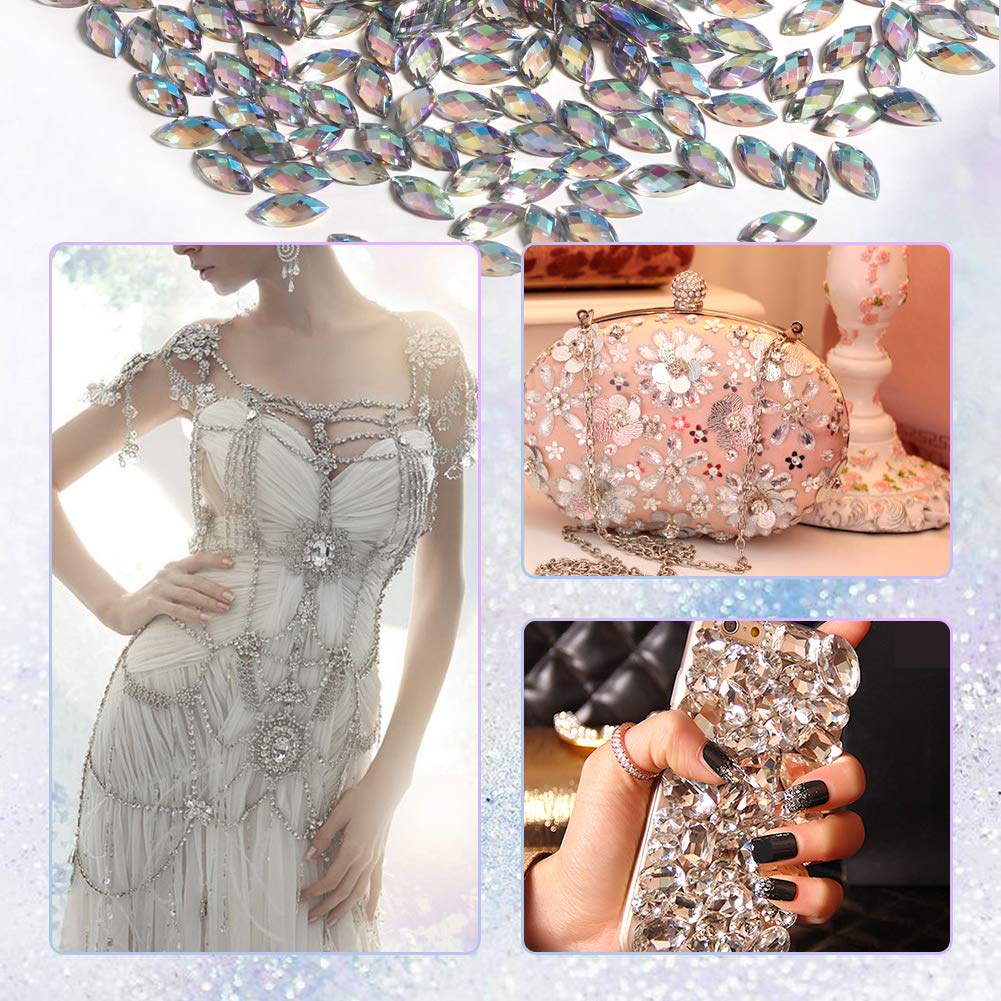 500Pcs Crystal Rhinestones, 0.27 X 0.59 Acrylic