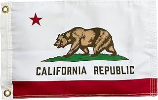 FRF FLAG California Boat Flag 12x18 Inch, Outdoor CA State Flags, Double Side California Republic Flag, with 2 Brass Grommets and 4 Rows of Lower Stitches