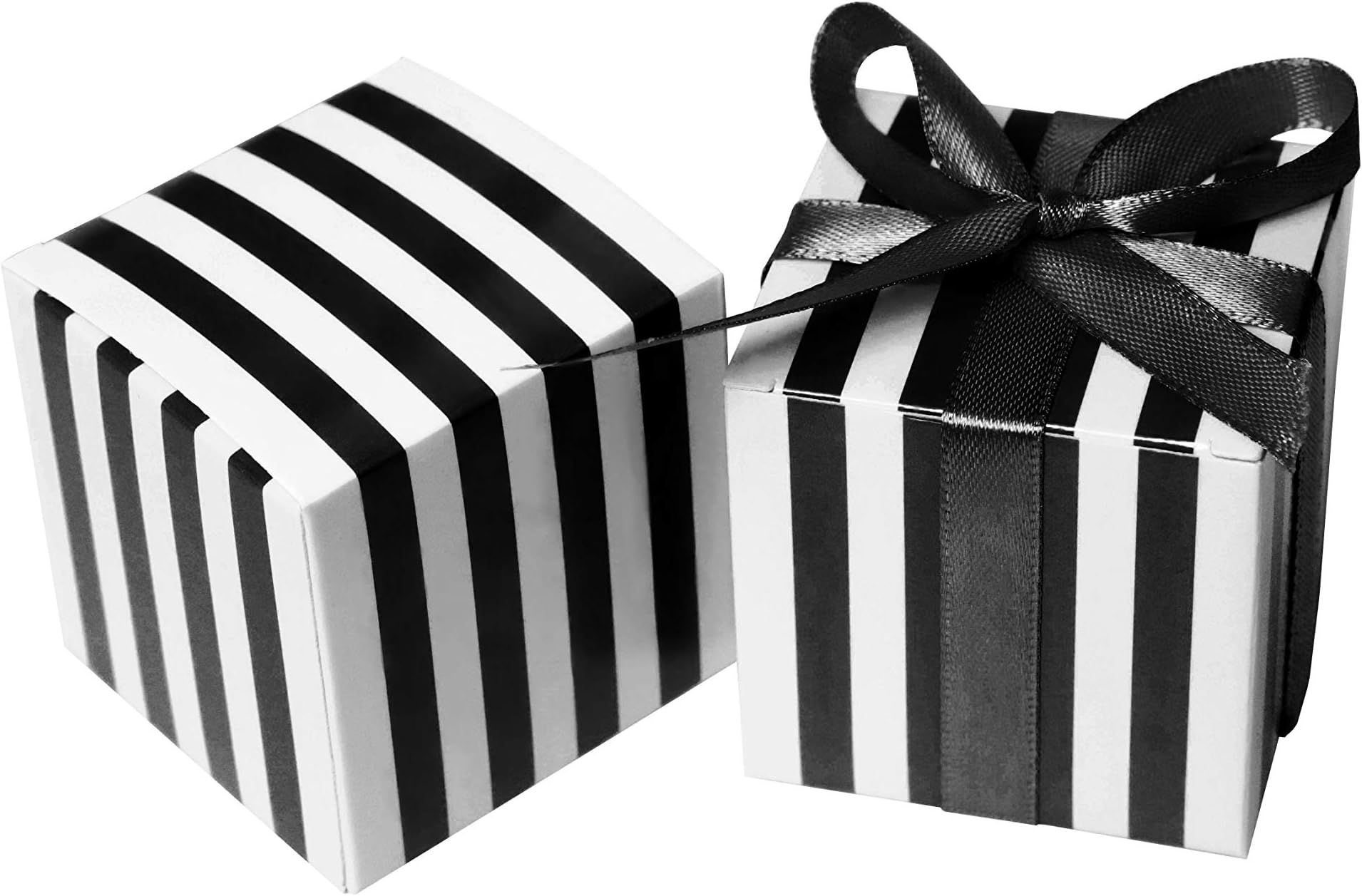 Small Cube Candy Boxes Bulk Black and White Strips Party Favors Gift Boxes Baby Shower Thank You Treat Boxes Graduation Party Boxes Supplies, 5x5x5cm, 50pc