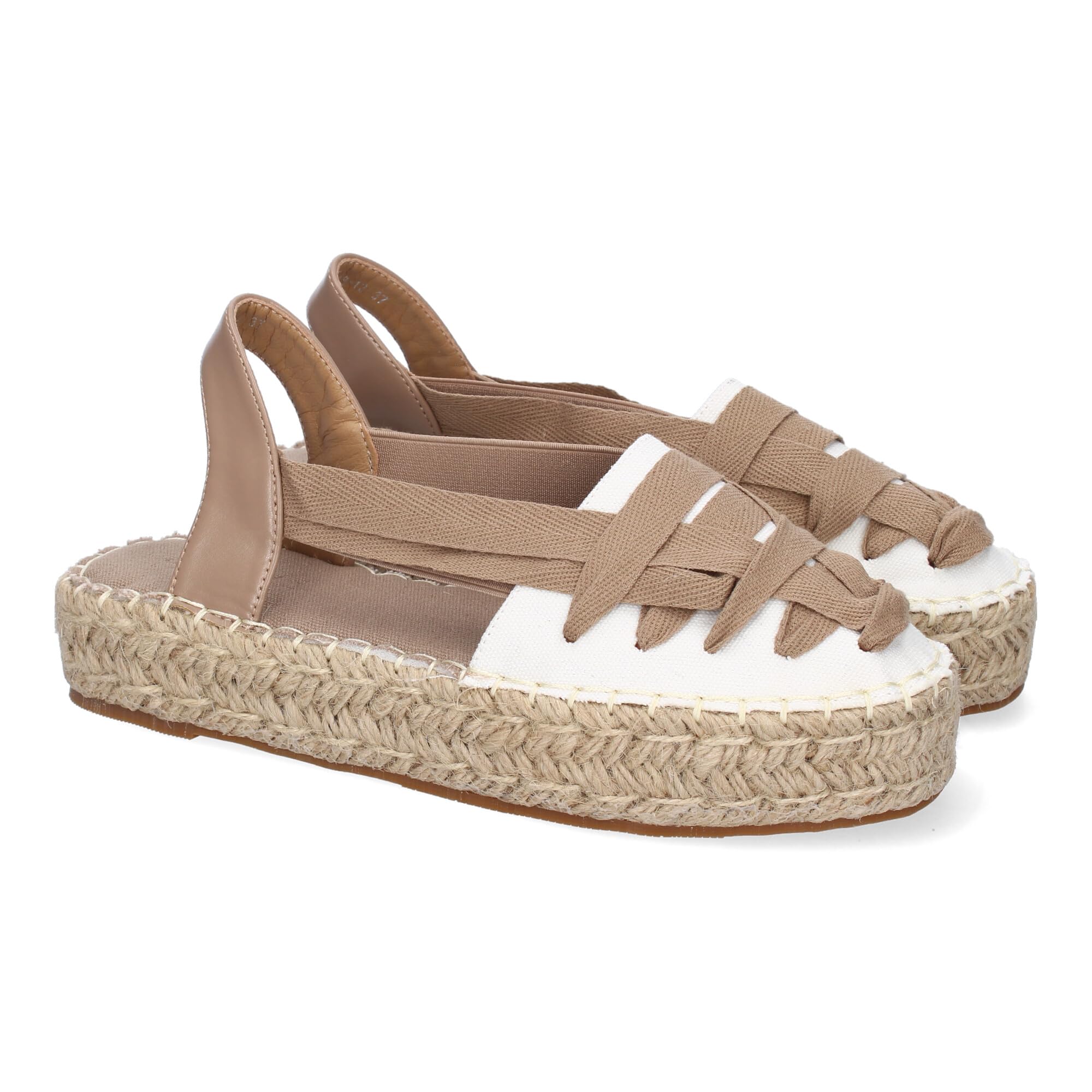 Alpargata Plana Estilo Valenciana para Mujer con Yute, Comodas y Elegantes, Diseno Moderno con Cintas en la Pala Decorativas, Sin Cierre con Material Elastico.