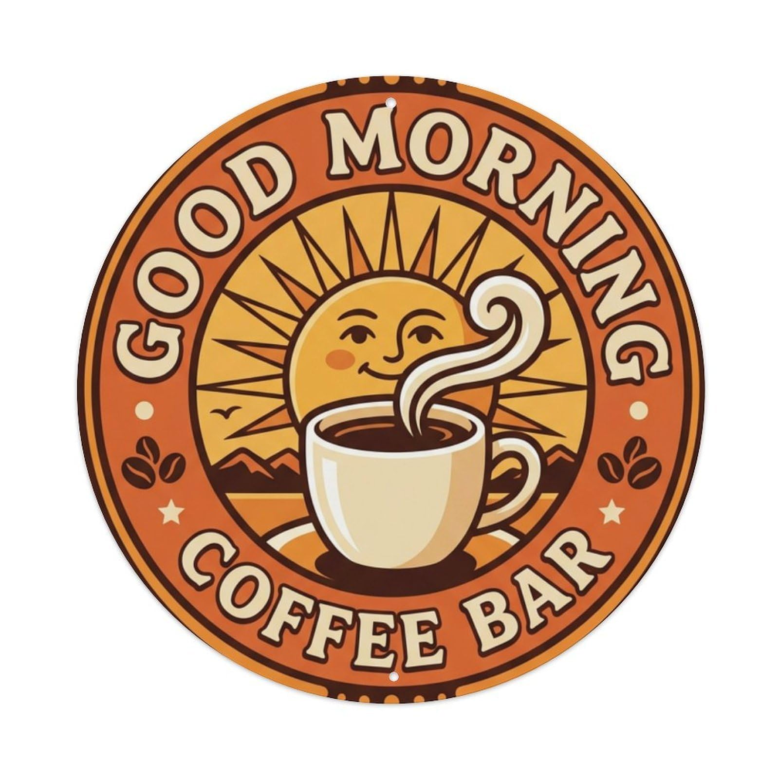 Good Morning Coffee Bar Kitchen Cafe Mug Metal Tin Sign