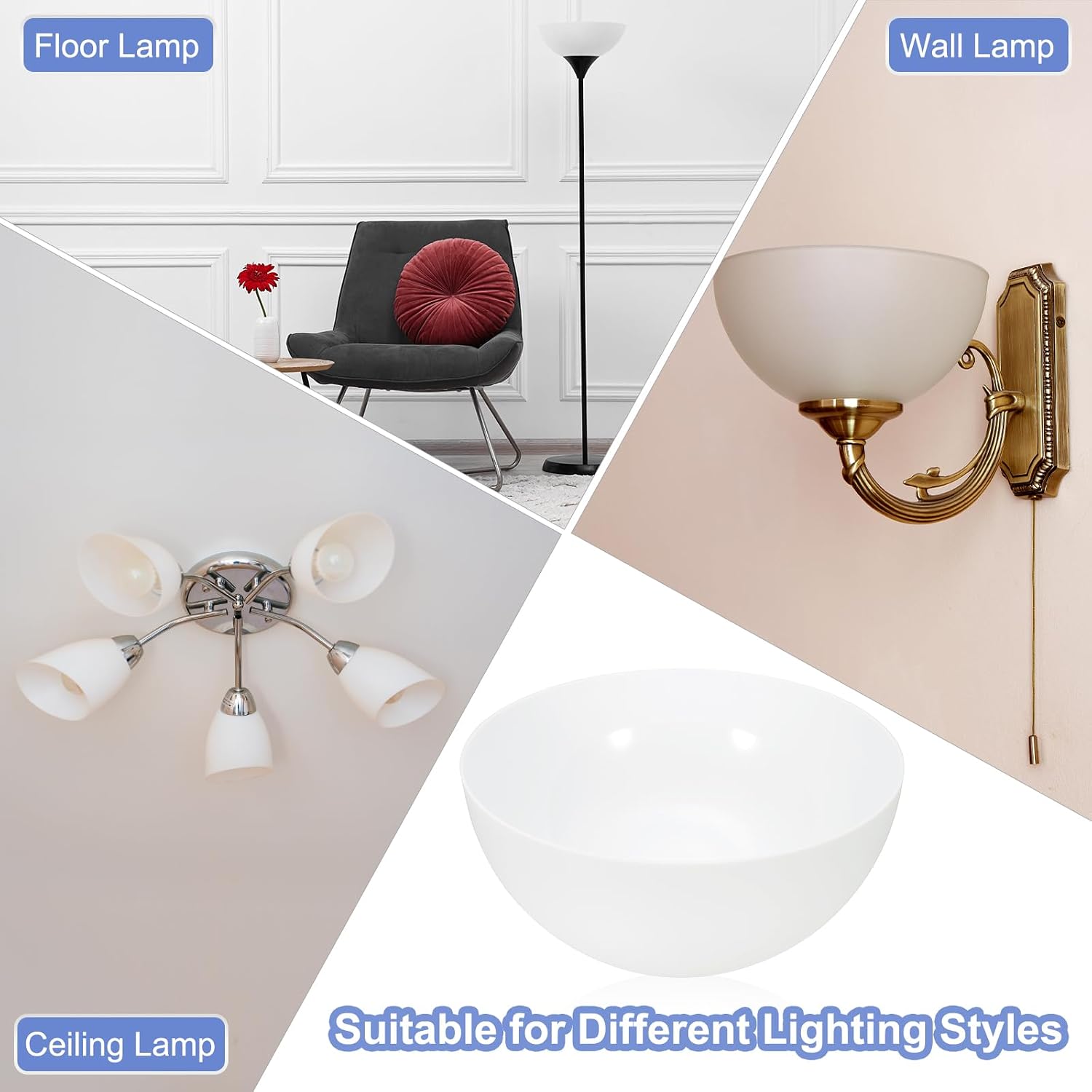 PATIKIL 1.65" Hole 4.72" High Plastic Lampshade, 2 Pieces Mushroom Floor Lamp Light Covers Replacement Lamp Shade Cover for Floor Table Lamp Multi-Head Stand Up Lamp Light, White