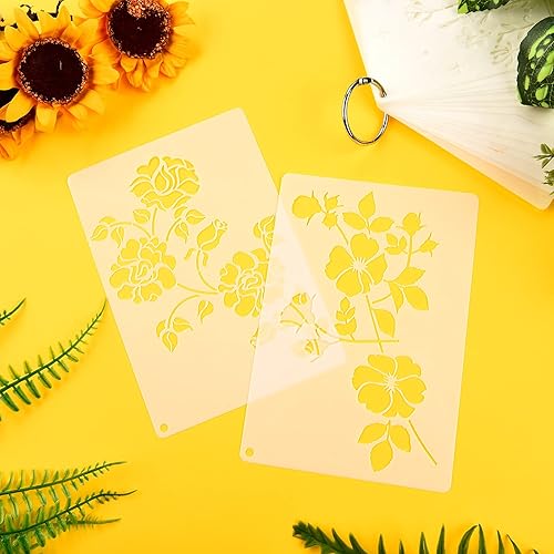 Miniatura 4 de 16 plantillas de flores silvestres reutilizables para manualidades, pequeñas plantillas de pintura para pintar sobre madera, manualidades, álbumes